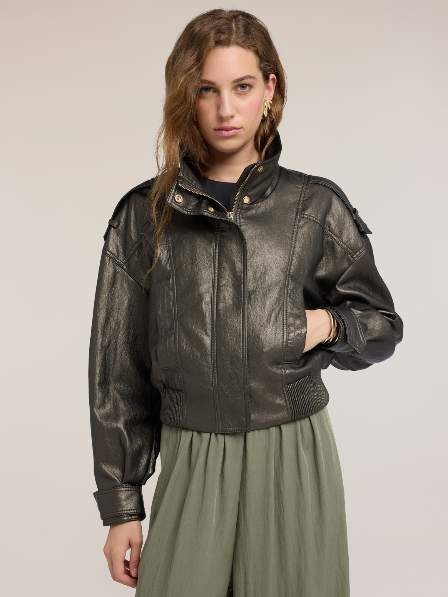Blouson bomber court avec col montant, MOTIVI