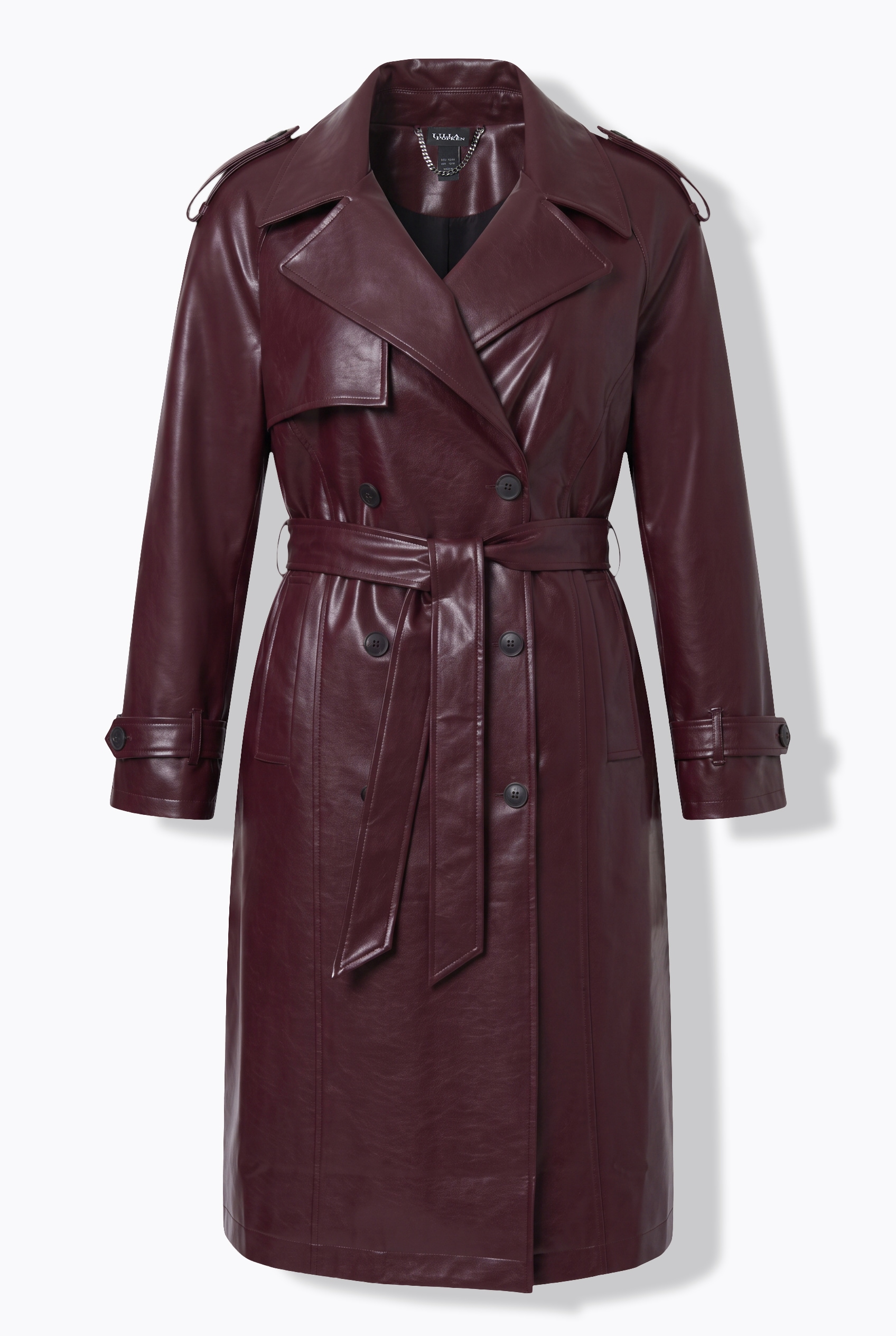 Trench, effet cuir, col cranté, croisé, ULLA POPKEN