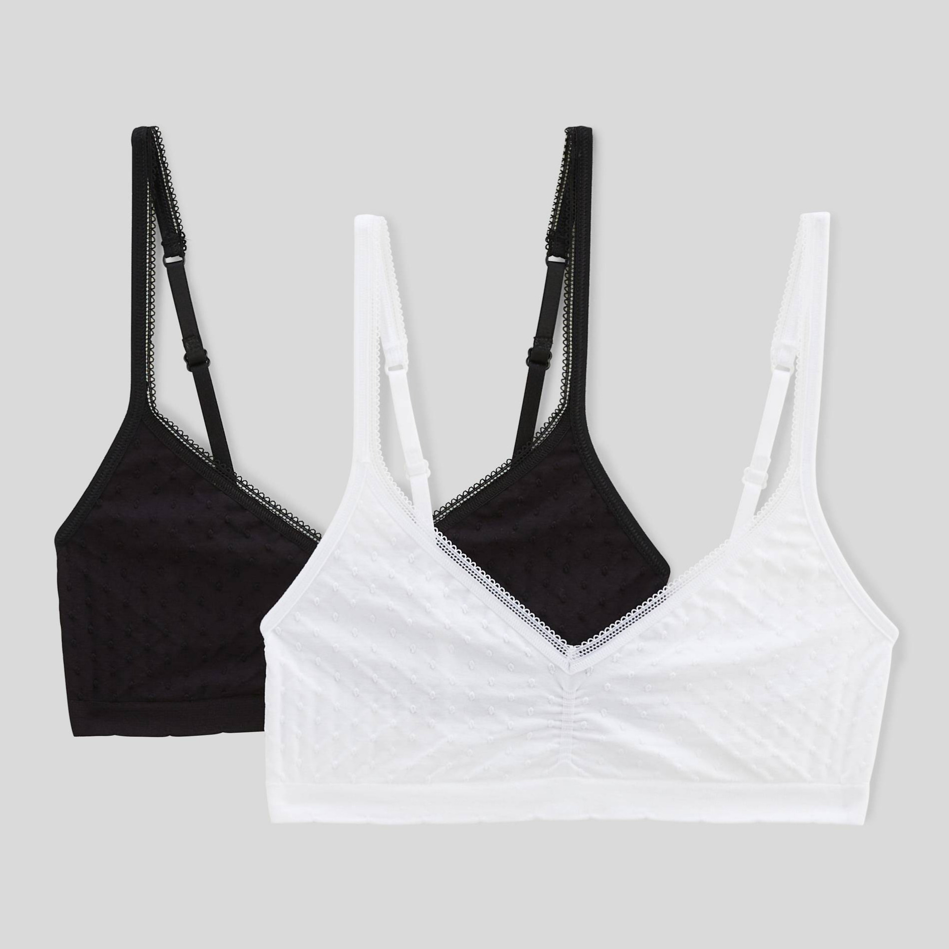 Lot de 2 brassières plumetis sans coutures, MONOPRIX