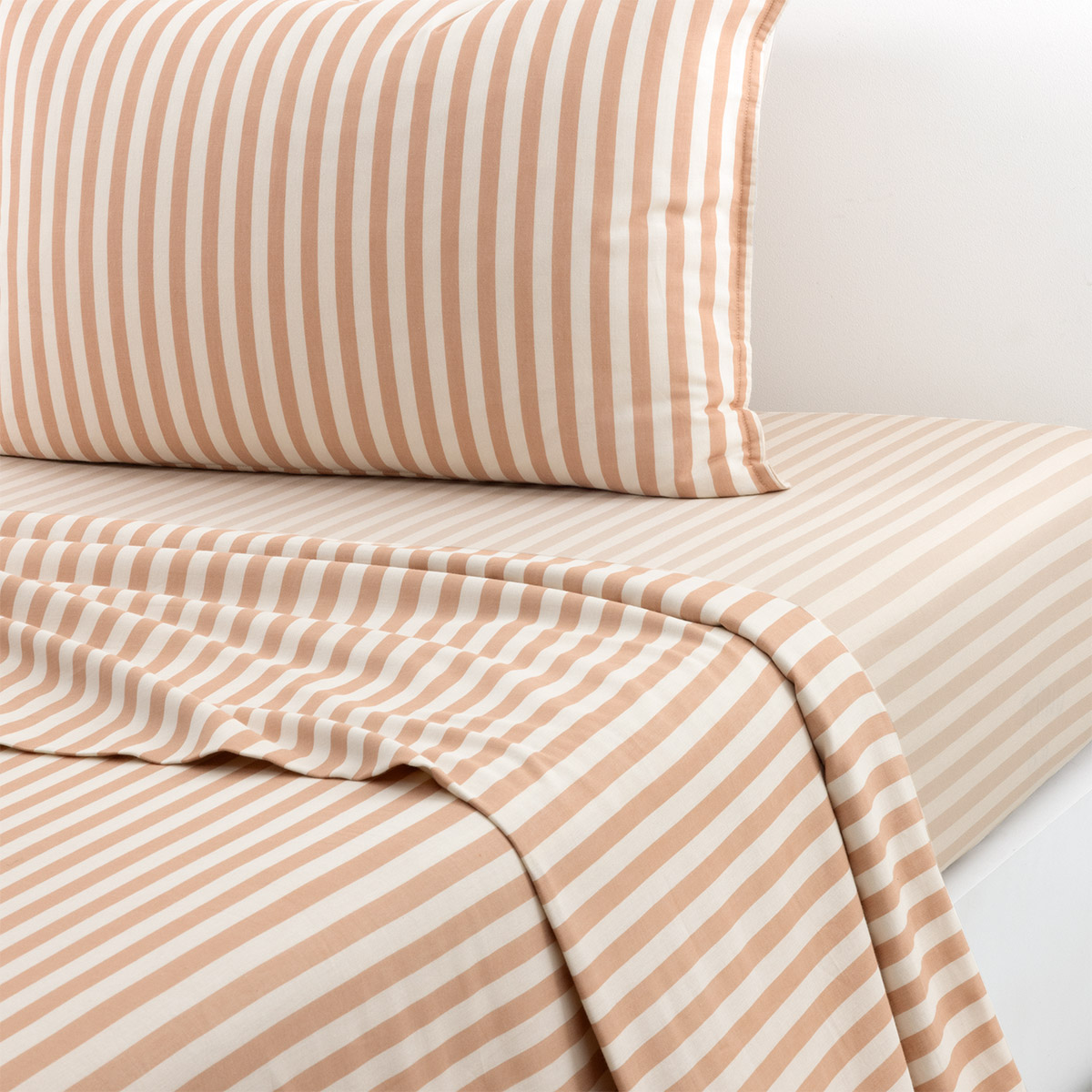 Drap plat en satin de coton orange, FIFTY-FIFTY, DESFORGES
