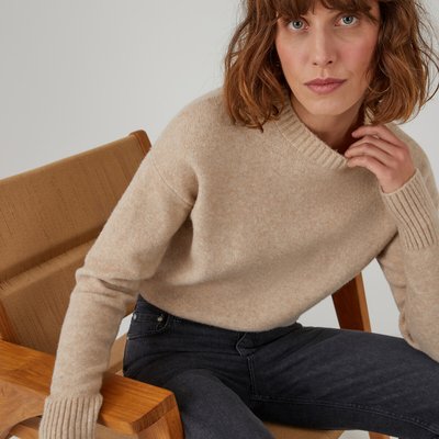 Brushed Knit Jumper/Sweater with Crew Neck LA REDOUTE COLLECTIONS