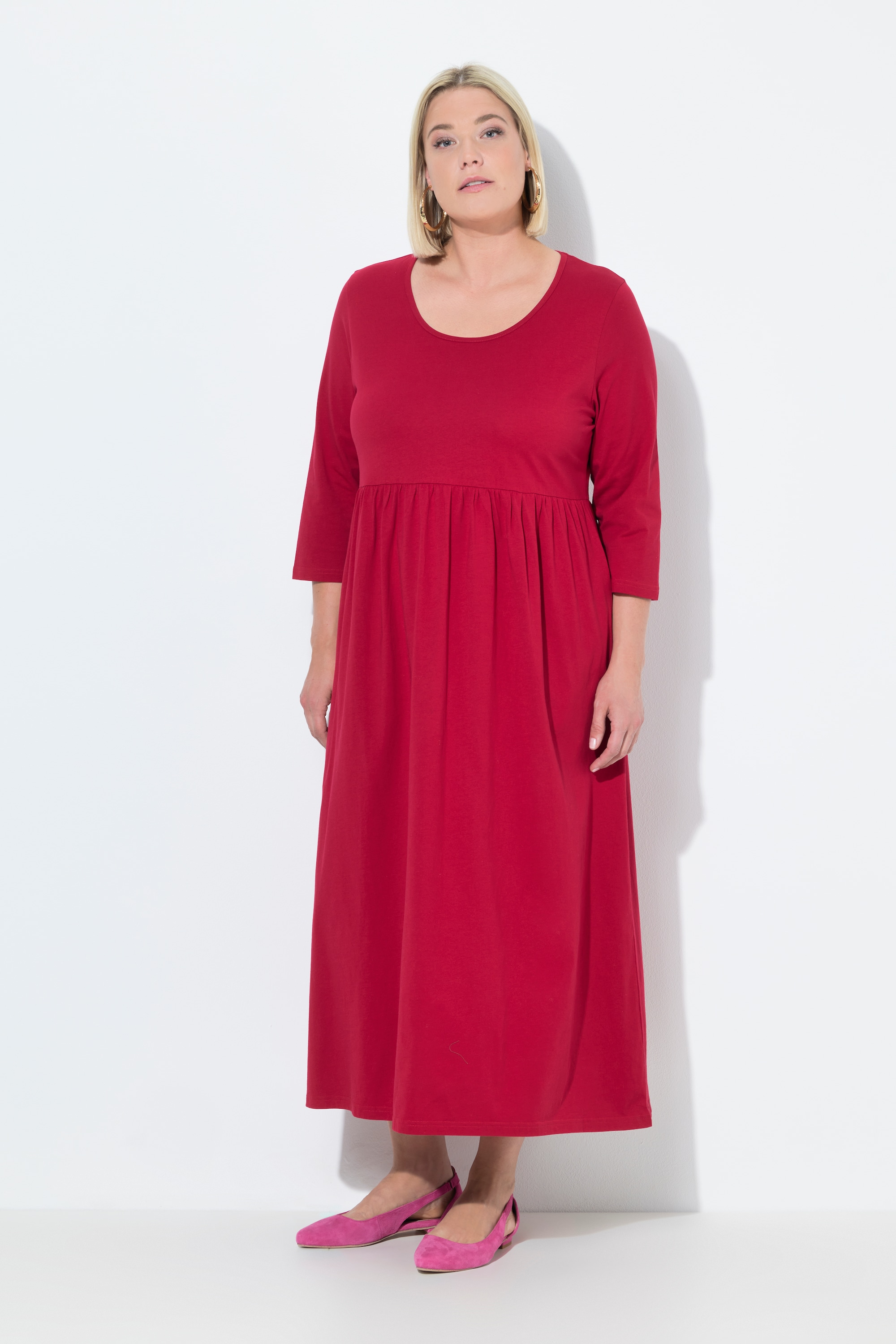 Robe maxi en jersey, coupe évasée, poches, ULLA POPKEN