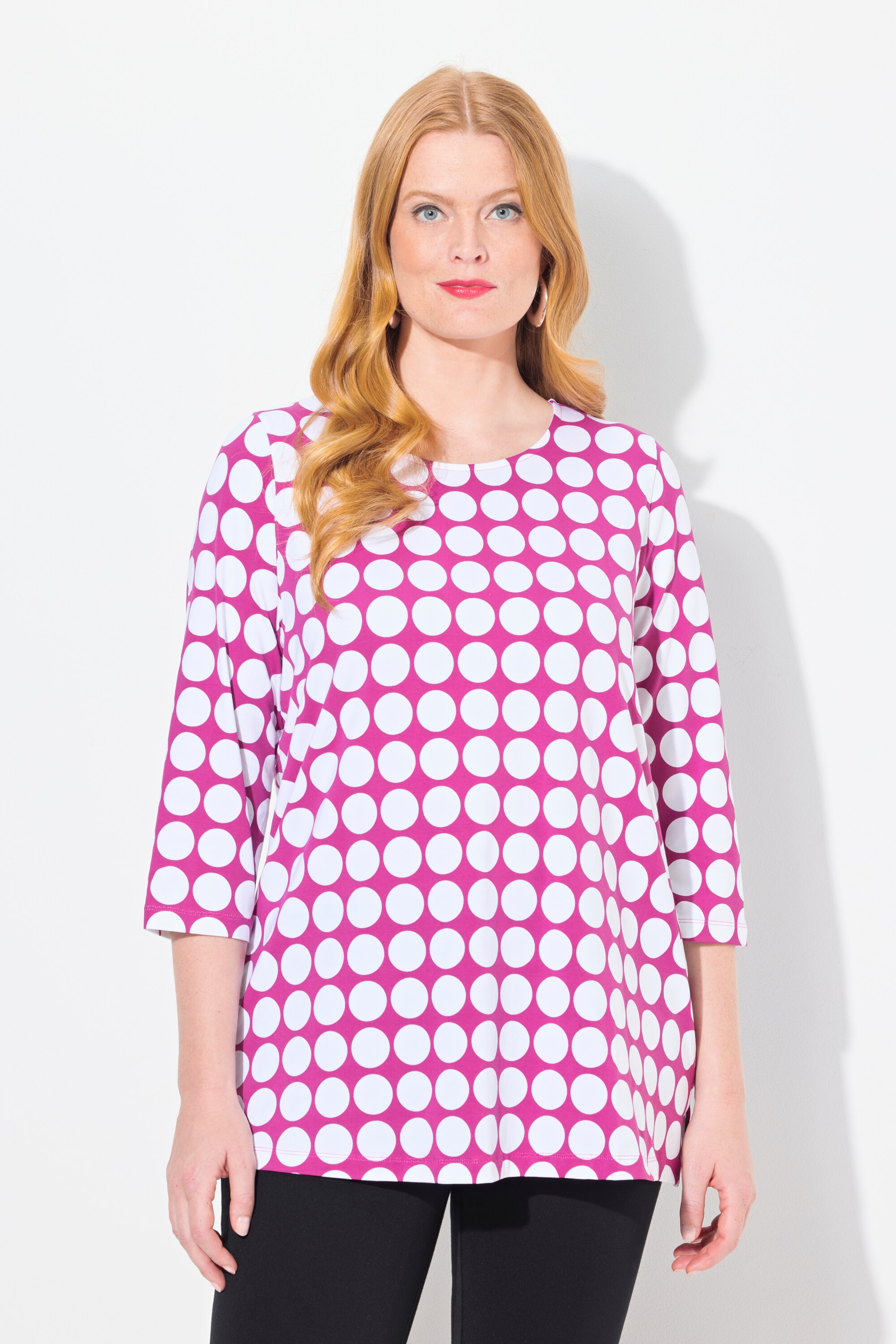T-shirt en coton Pima, imprimé gros pois, ULLA POPKEN