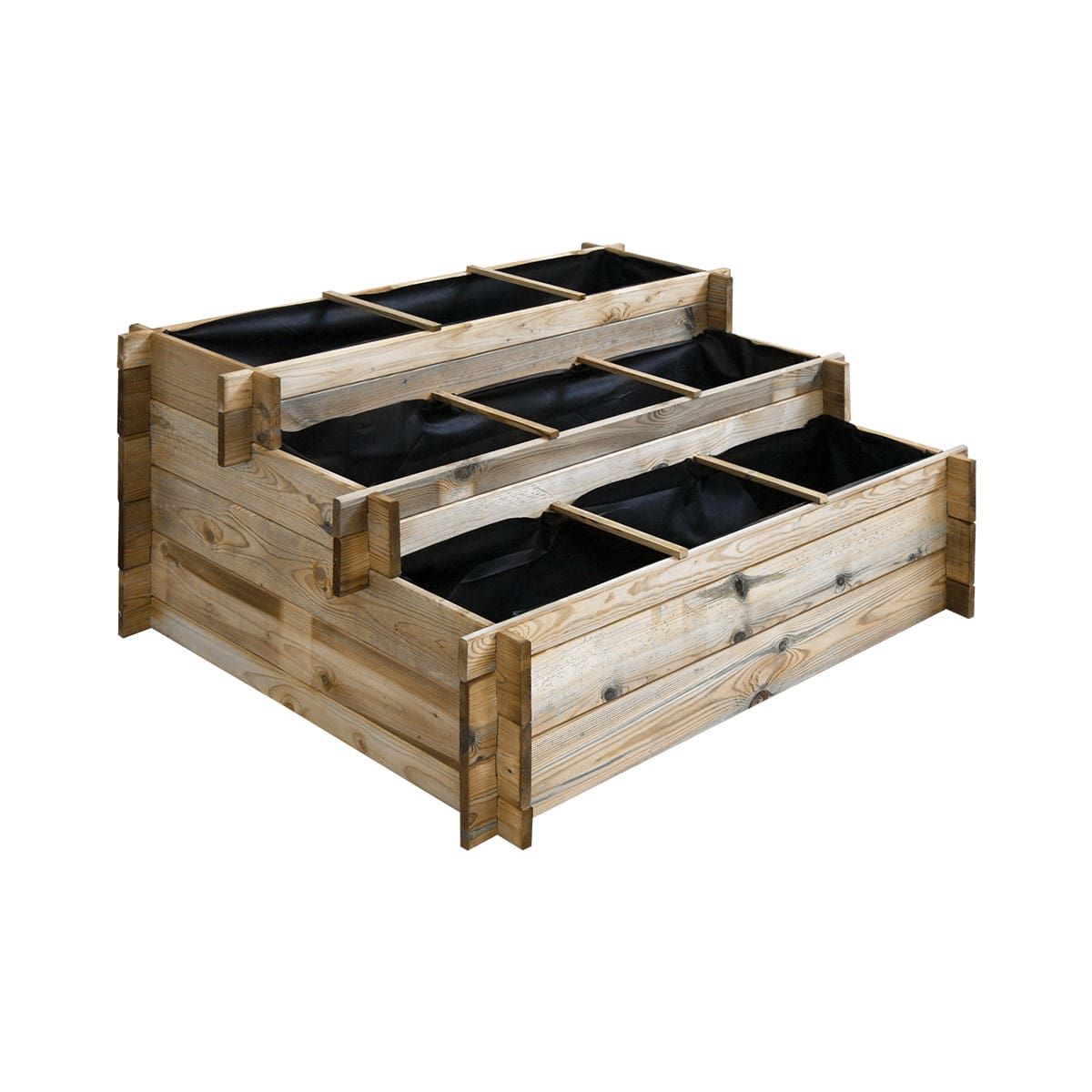 Carré potager à étages en bois traité 120 x 100 cm Couleur marron
