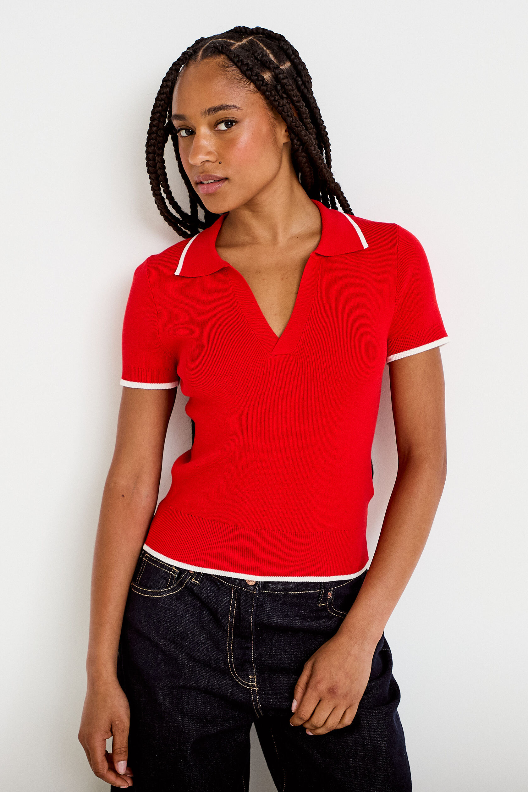 Pull manches courtes col polo, CACHE CACHE