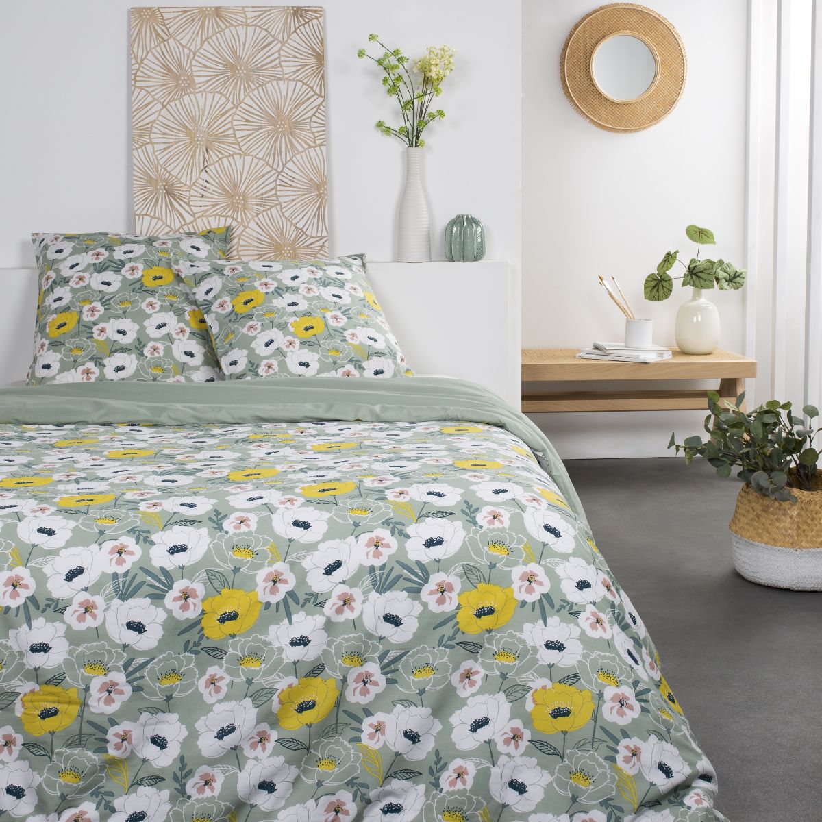 Parure de lit imprimé Jungle coton SUNSHINE JASPE, TODAY