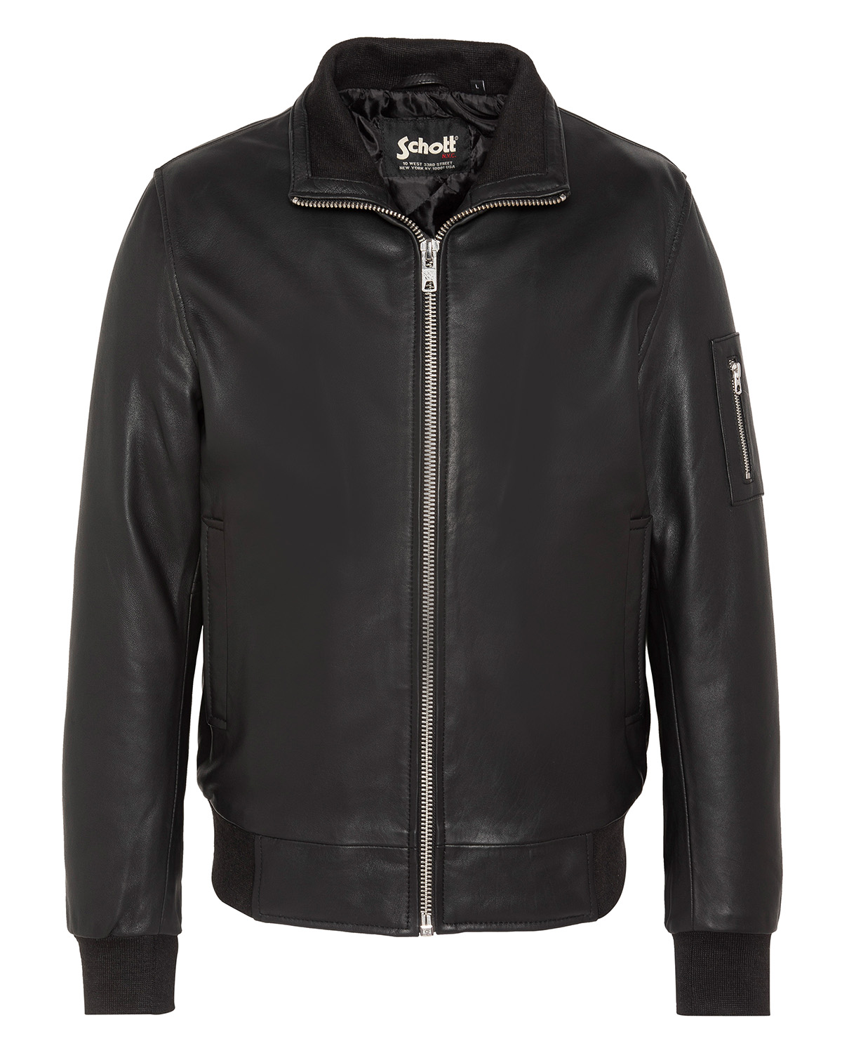 Blouson col montant, cuir d'agneau, SCHOTT