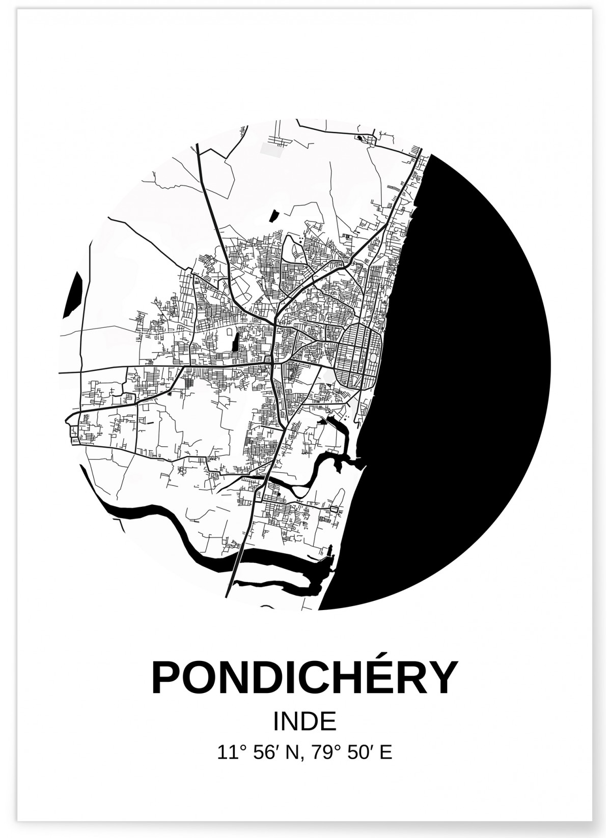 Affiche Carte Pondichéry, L'AFFICHERIE