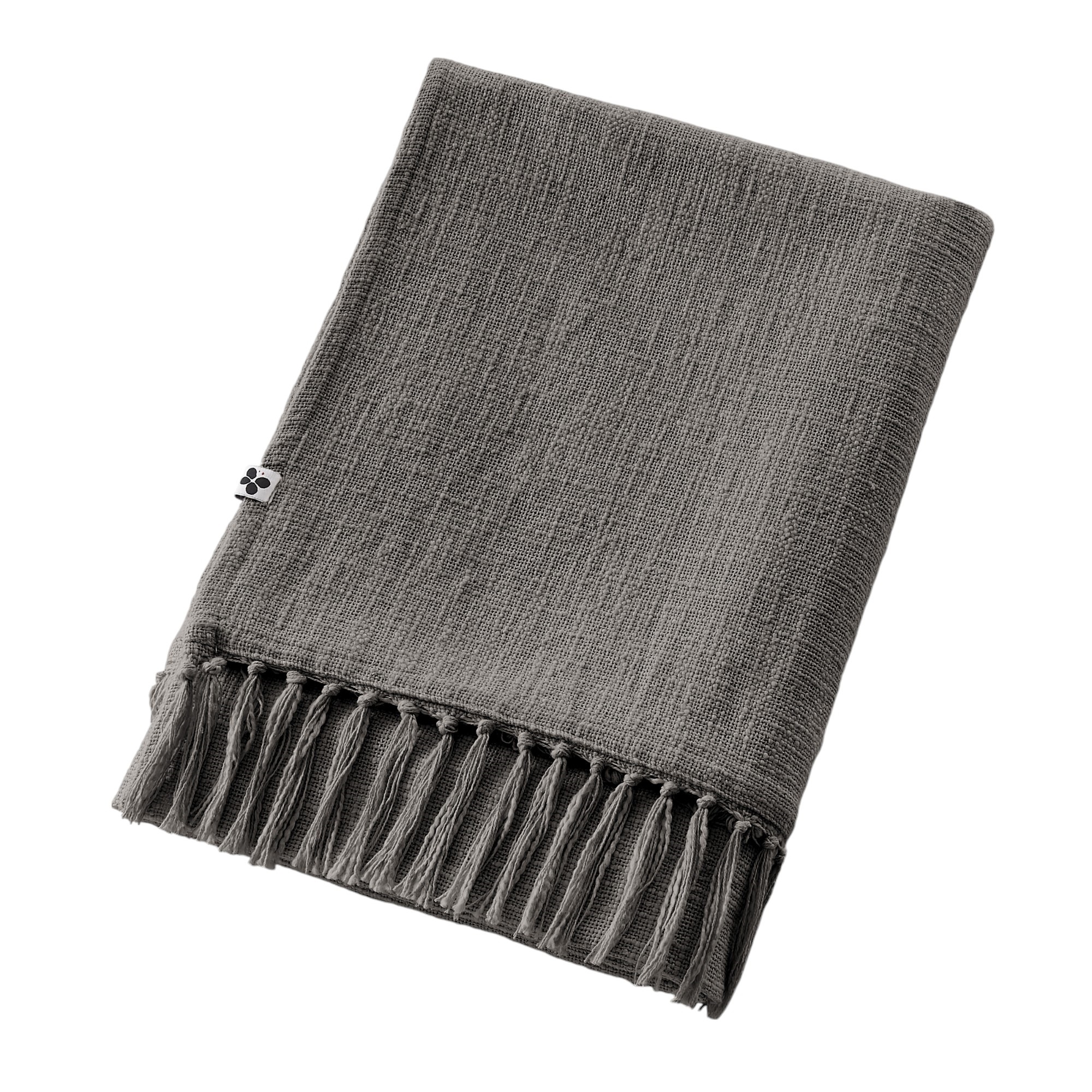 Plaid a franges en coton Sixtine, EDEN