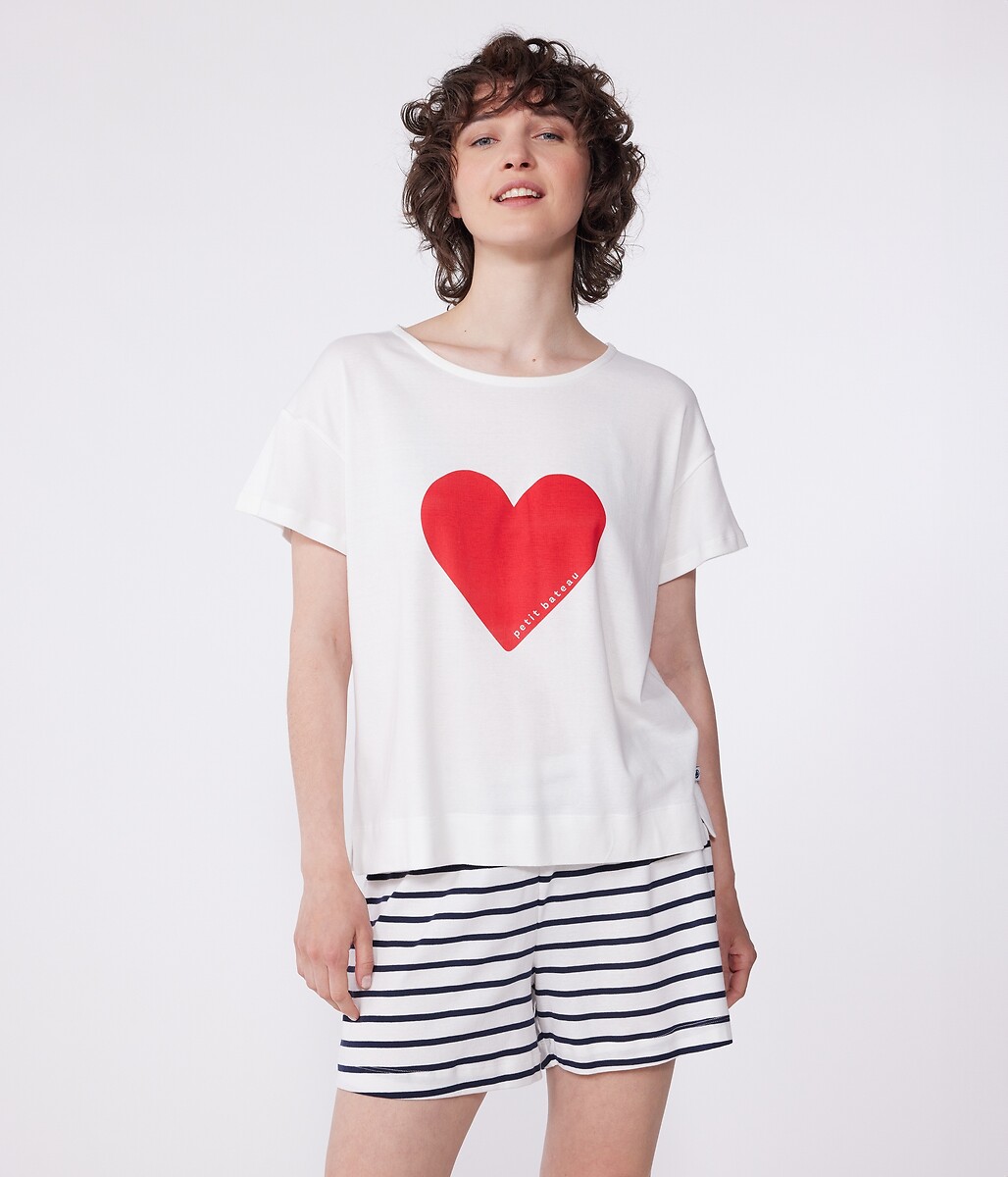 Pyjashort en coton manches courtes, PETIT BATEAU
