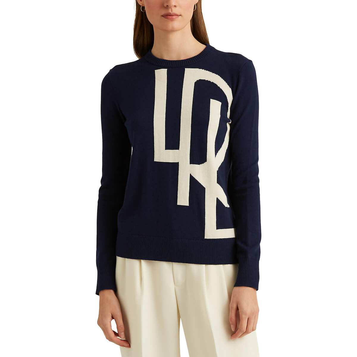 navy round neck jumper womens