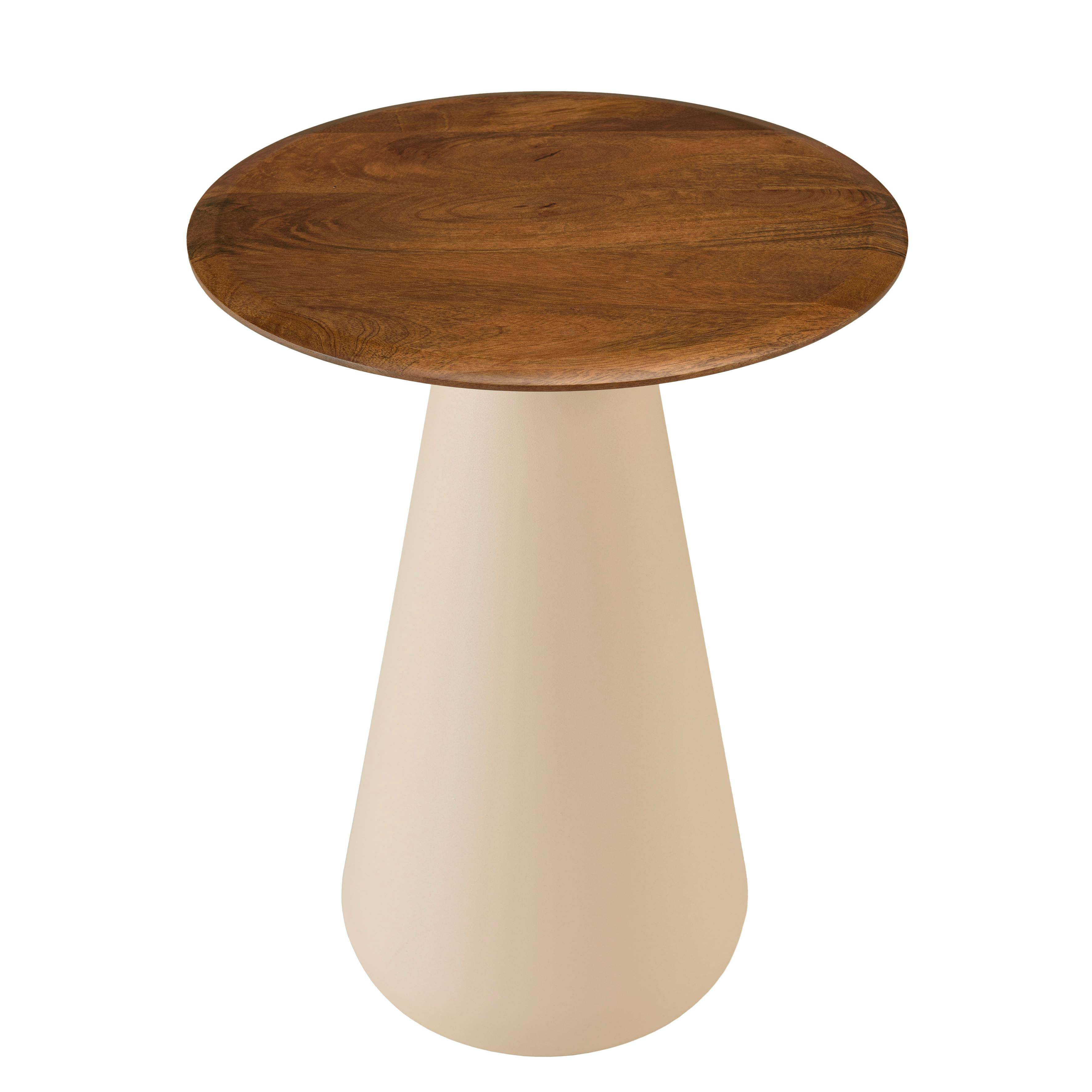 Table d'appoint 40 cm plateau en manguier pied ivoire TOSCA, PIER IMPORT