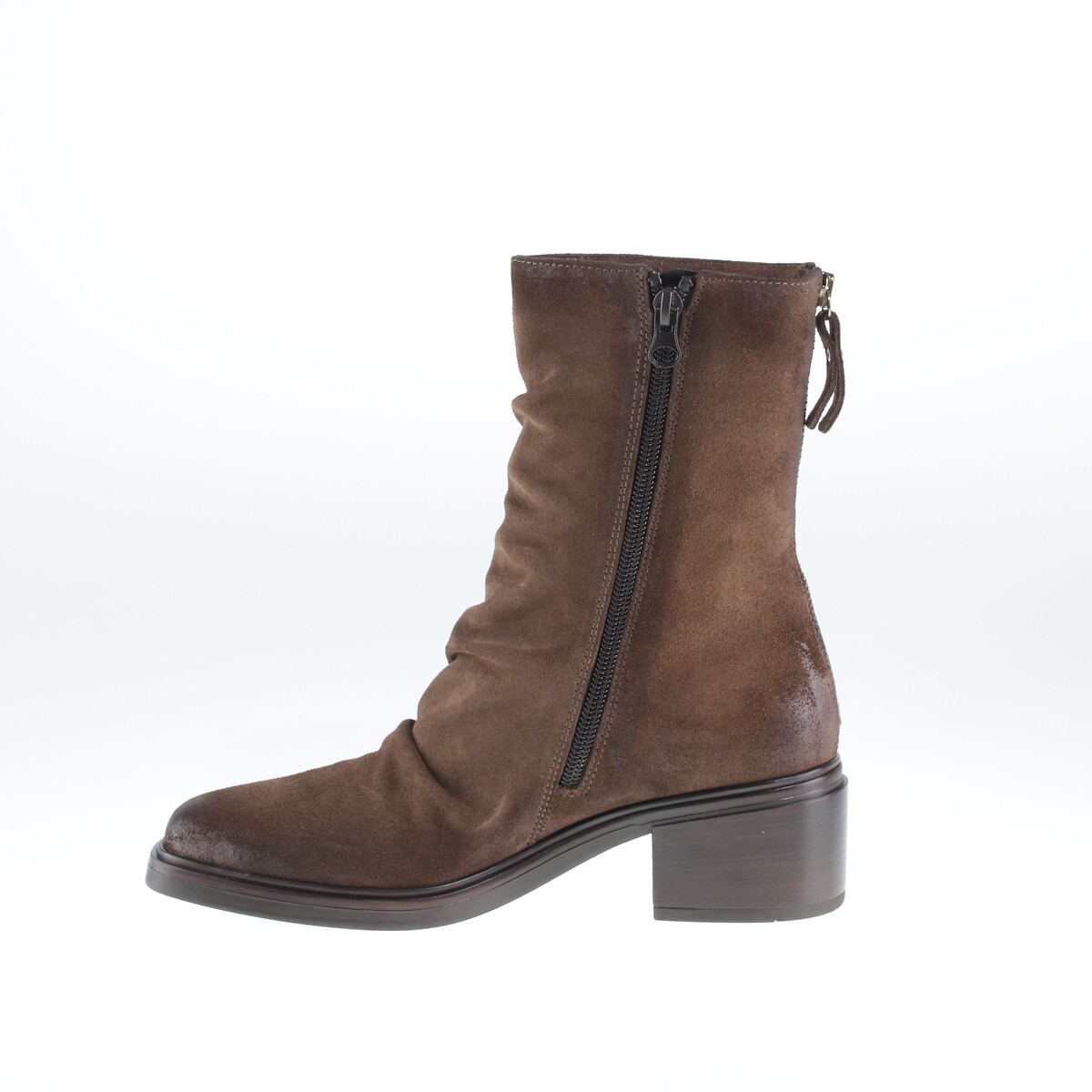 MJUS Botines de ante plisado con tacón ancho — photo 2