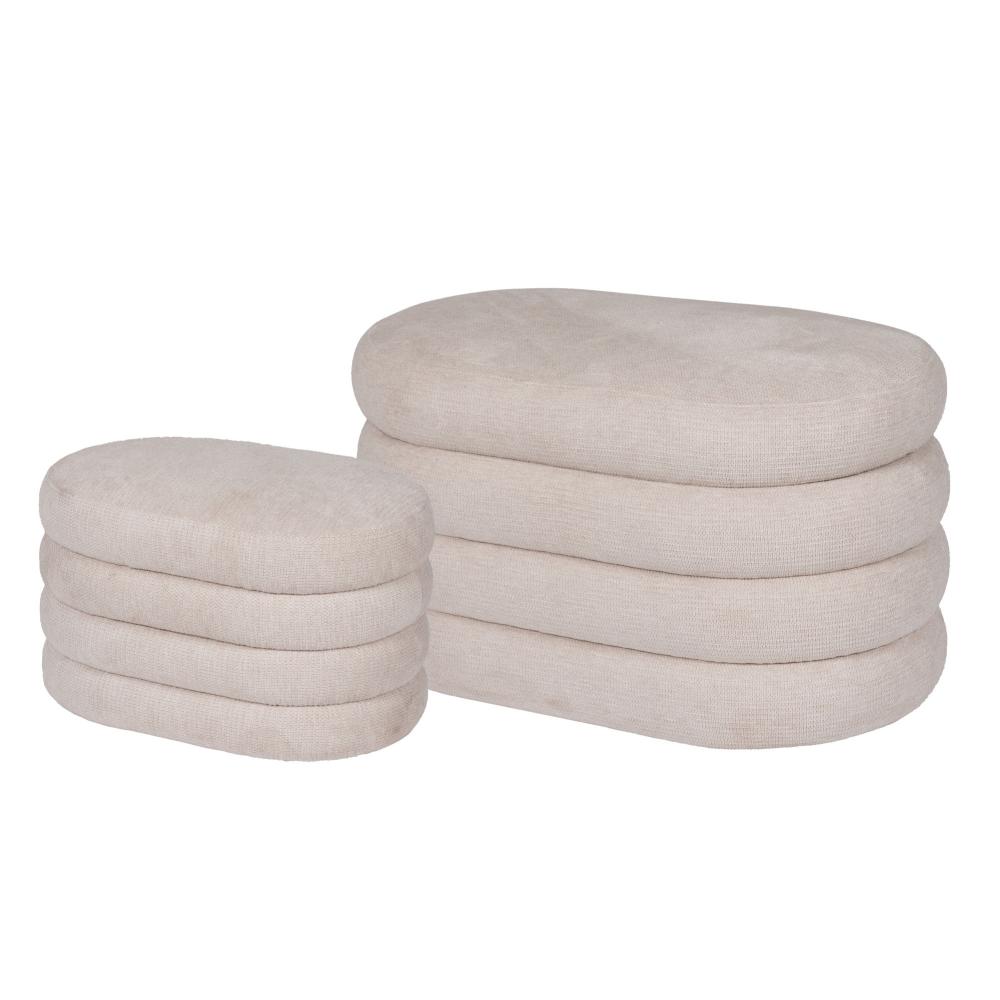Lot de 2 coffres en tissu beige Bump, AMADEUS