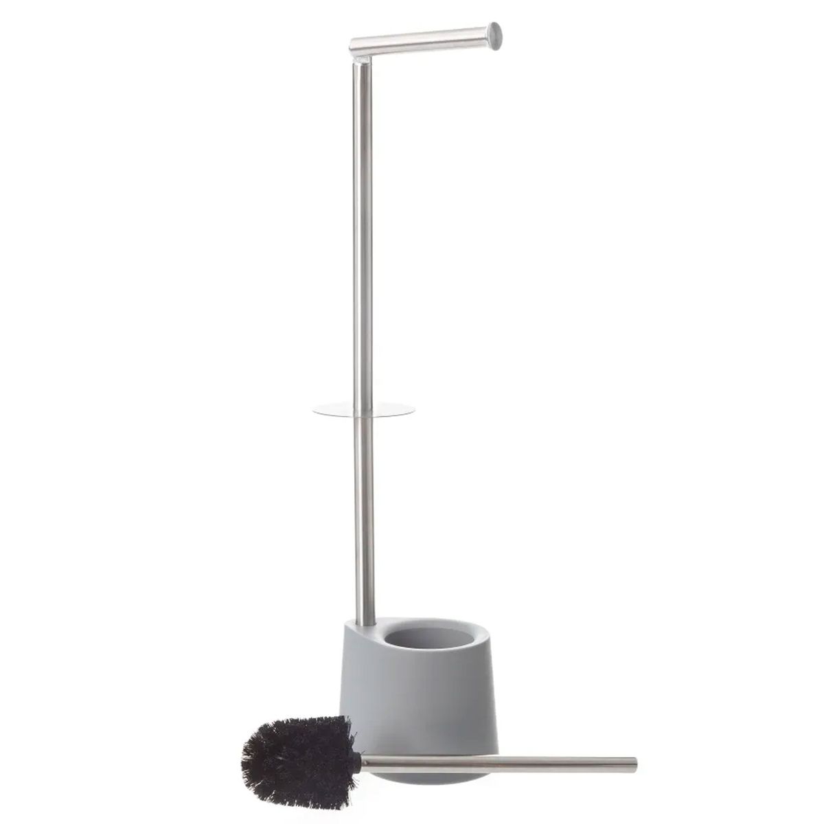 Ensemble Brosse WC Uni + Pot - Acier Inox - Design Chrome