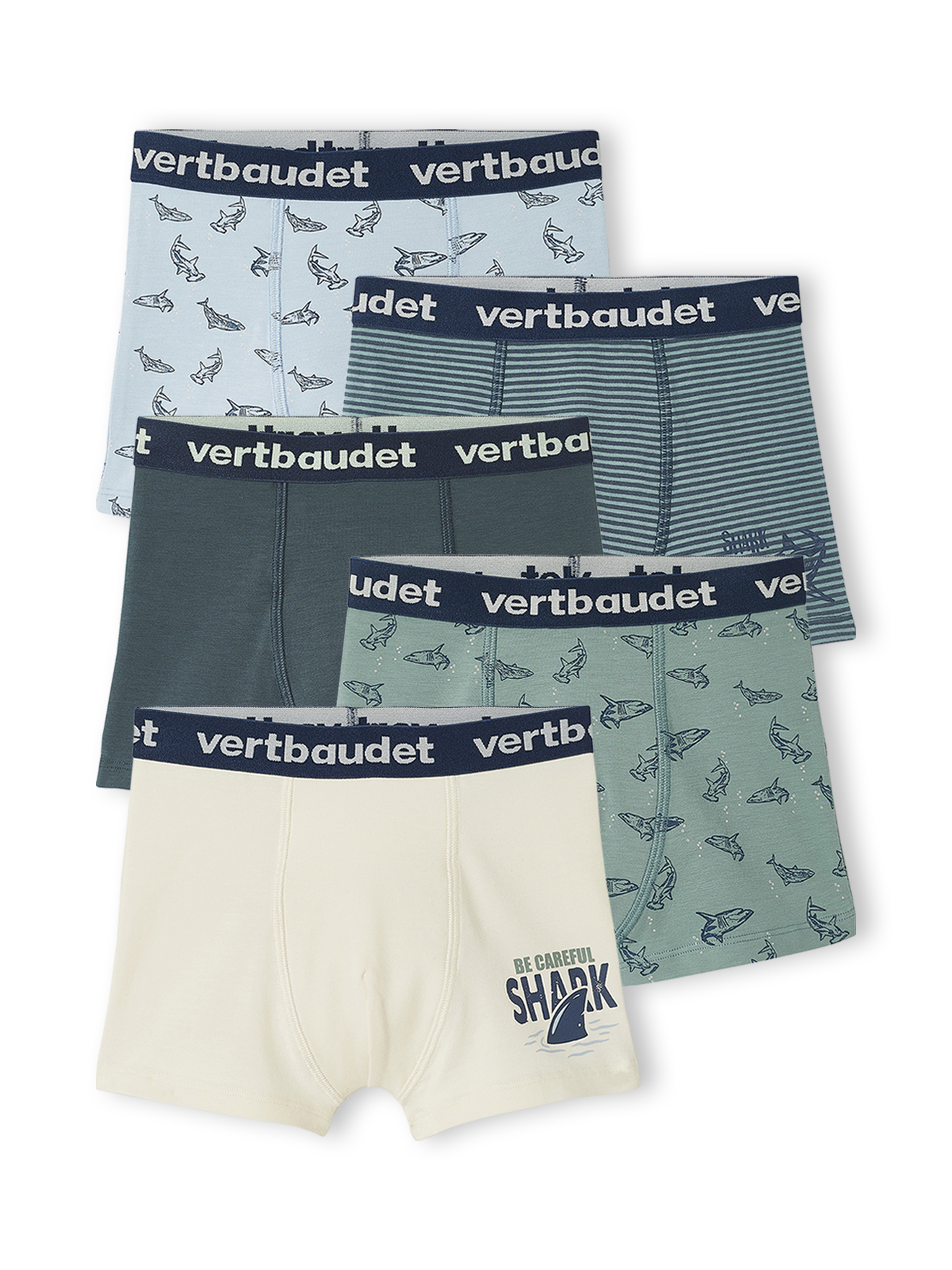 Lot de 5 boxers stretch "requins", VERTBAUDET