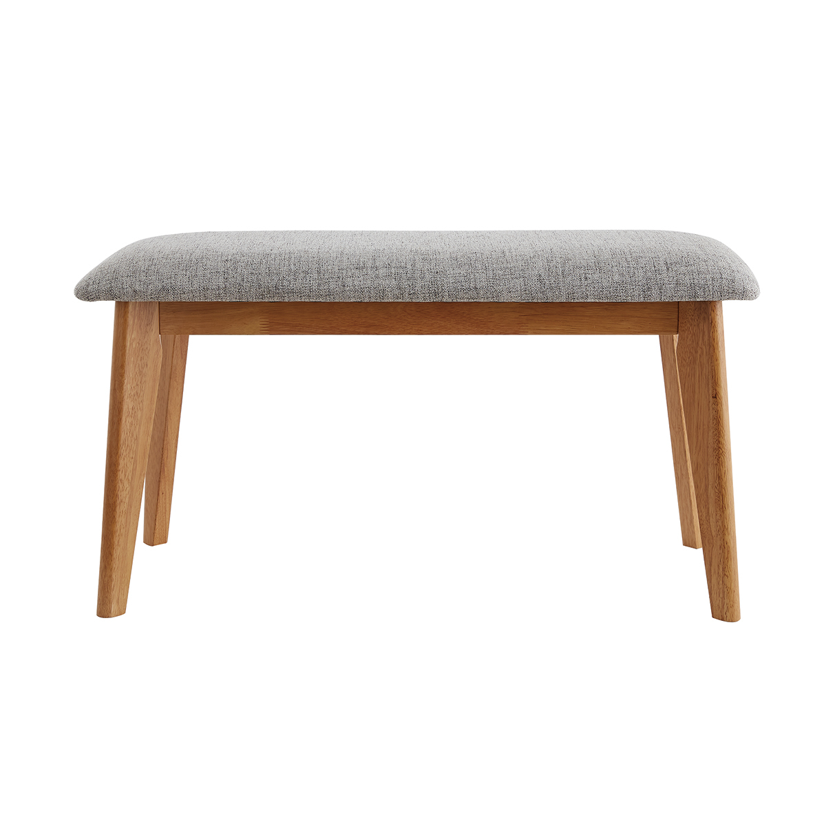 Banc scandinave en tissu effet velours texturé beige et bois clair L92 cm ELION, MILIBOO