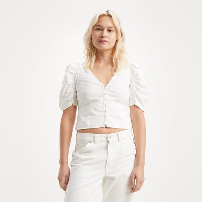 Cotton Cropped Blouse with Puff Sleeves LEVI'S