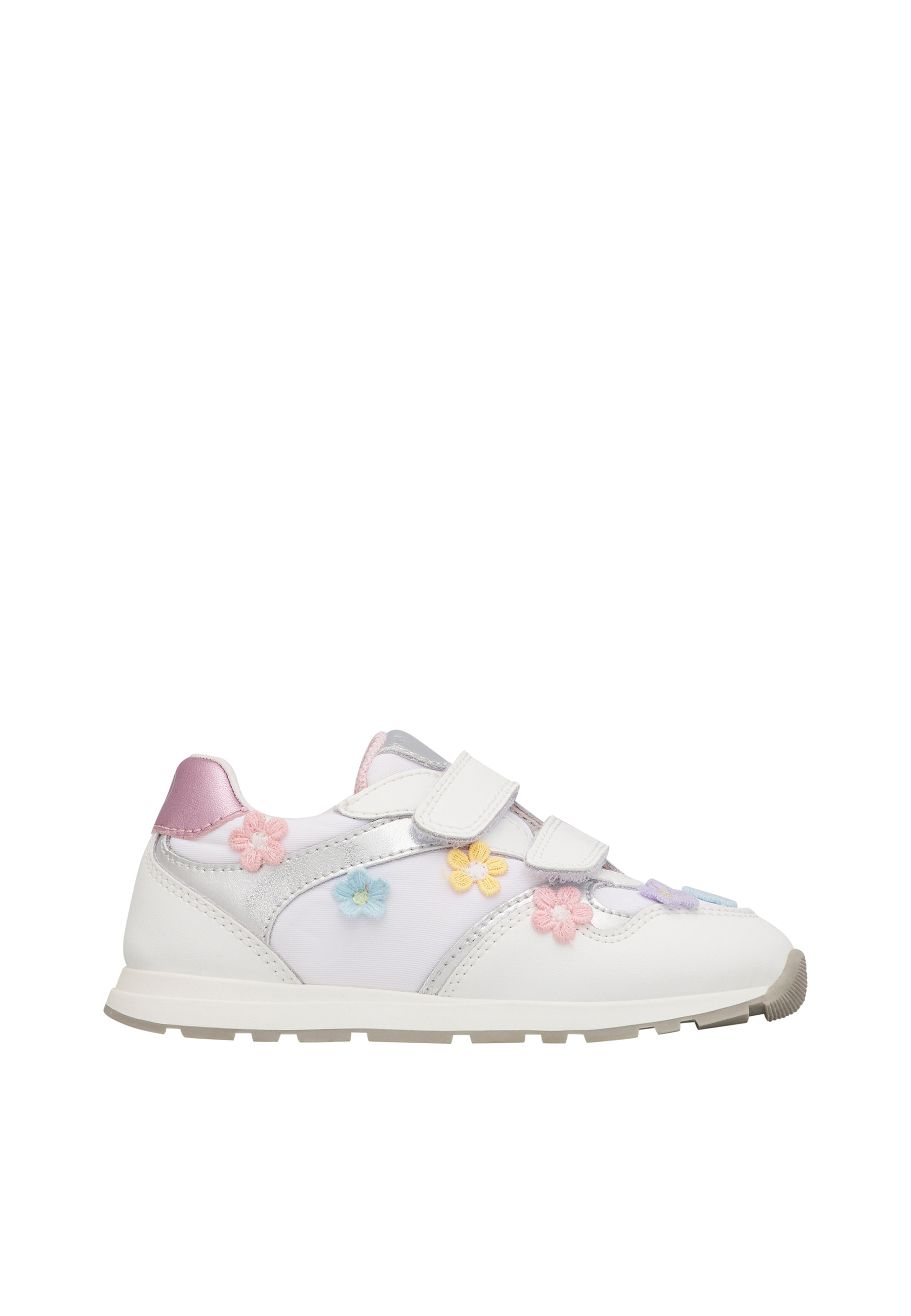 Sneakers en cuir et tissu avec des fleurs appliquées LUCY VL., NATURINO