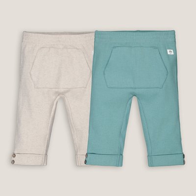 Pack of 2 Leggings in Flat Ribbed Cotton Mix LA REDOUTE COLLECTIONS