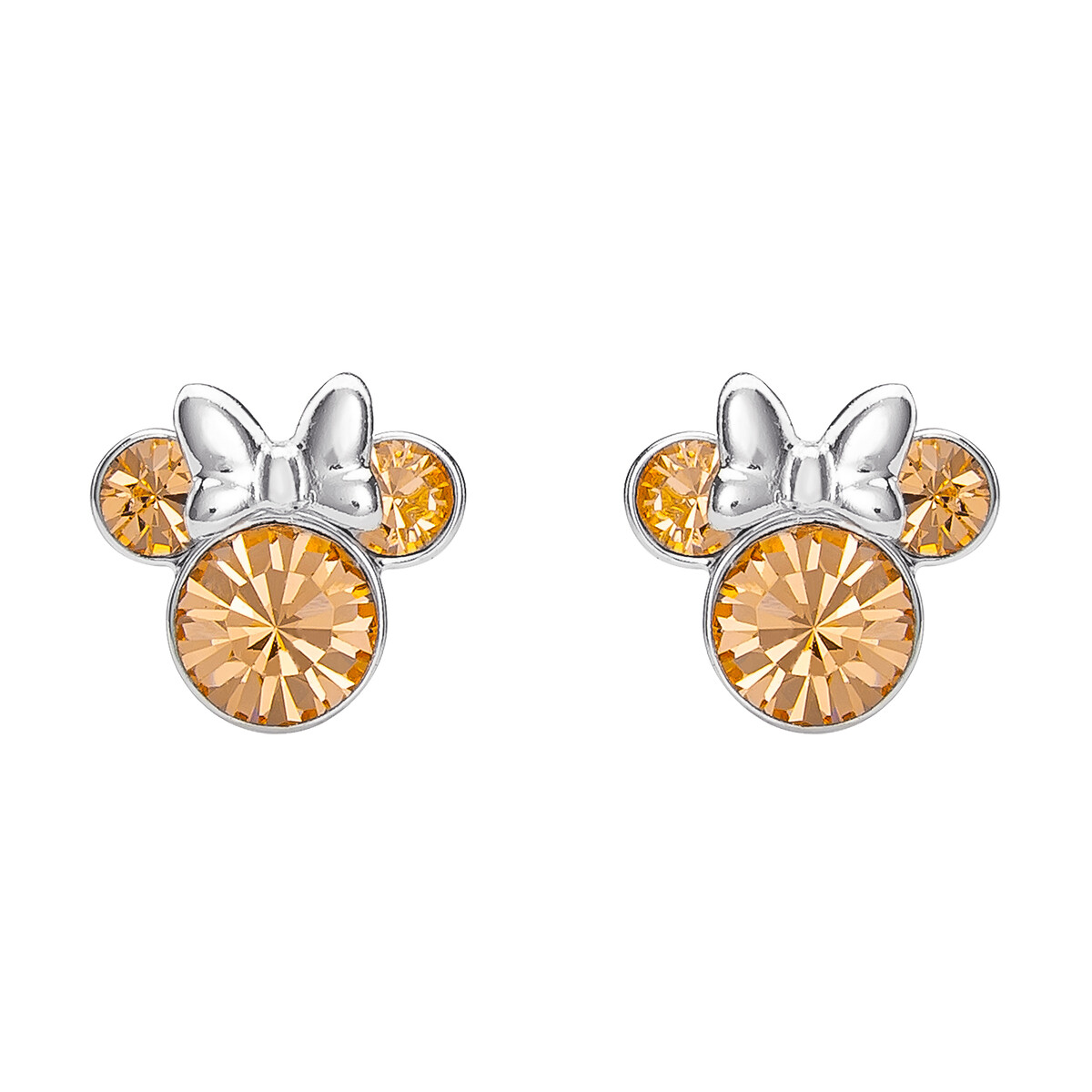Disney Mickey Mouse Silver Plated Birthstone Stud Earrings  November Topaz  Brown Crystal  Target