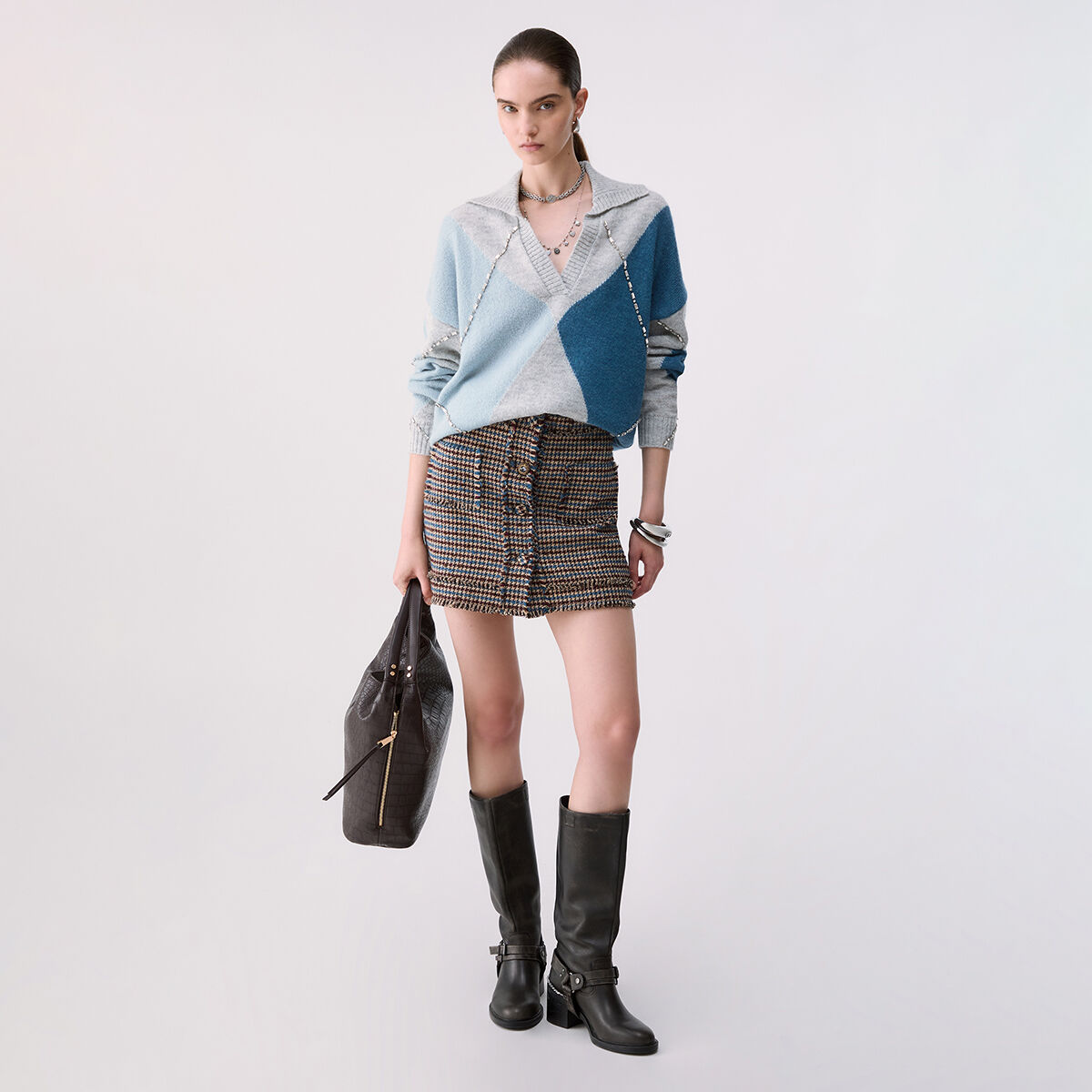 Polo Argyle avec broderies bijoux, LIU JO