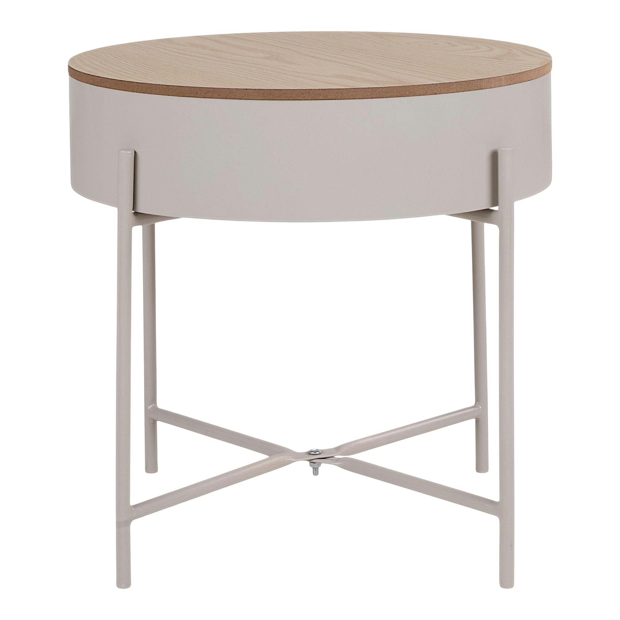 Bout de canapé métal beige plateau effet bois ODENSE, PIER IMPORT