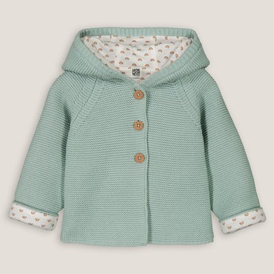 Cotton Knit Buttoned Cardigan with Rainbow Print Lining LA REDOUTE COLLECTIONS