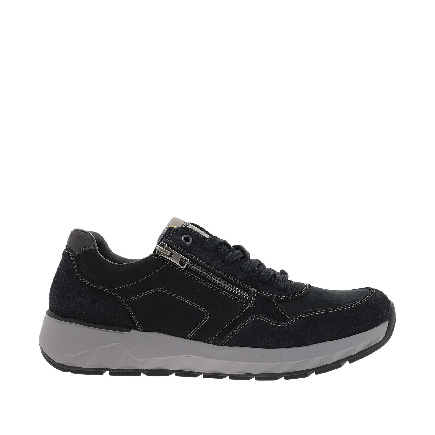 Sneakers en cuir noires avec semelle à talon compensé bas et zip latéral, RIEKER