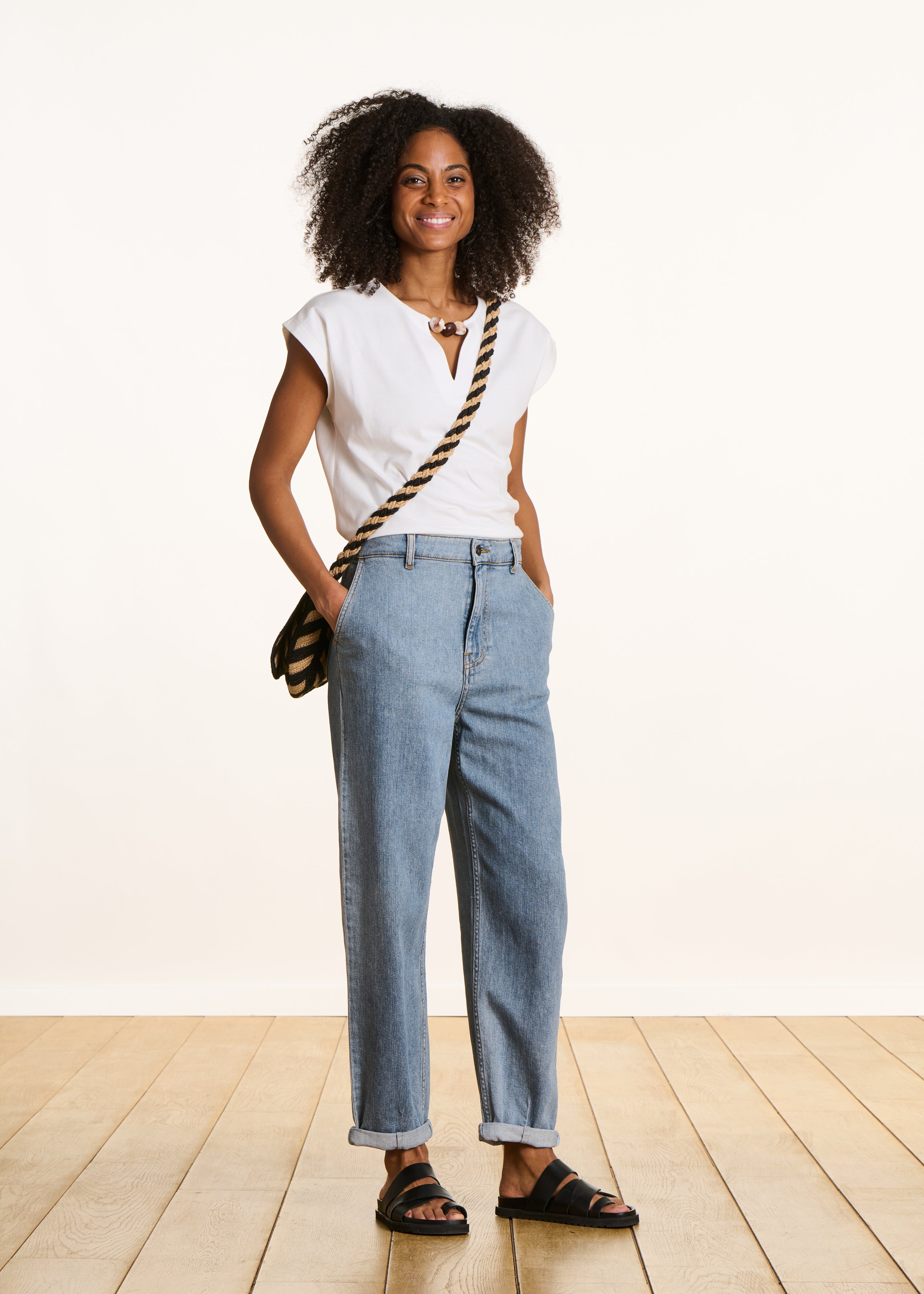 Jean boyfriend en coton biologique, LA FEE MARABOUTEE
