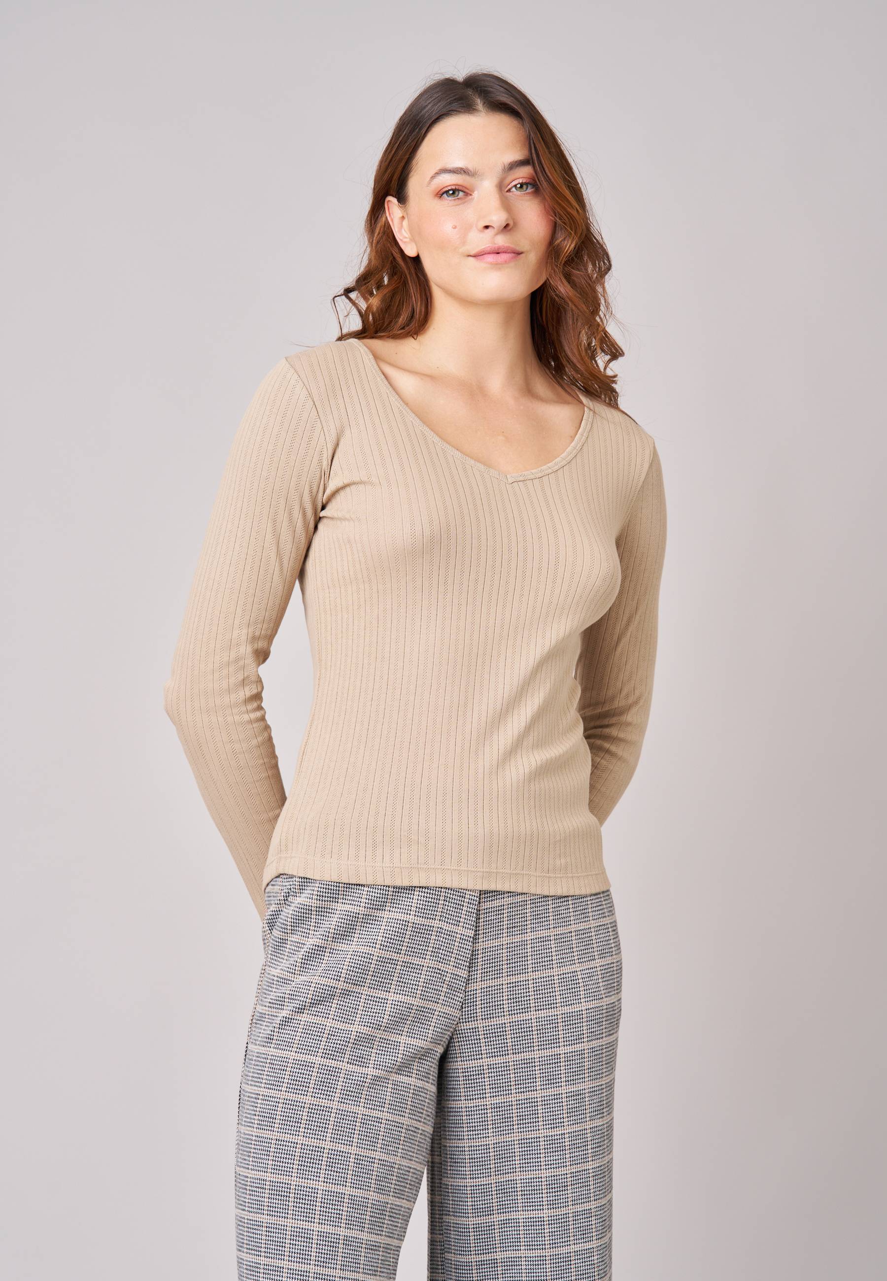 T-shirt ajusté femme en 100% coton côtelé PAULANA, DEELUXE