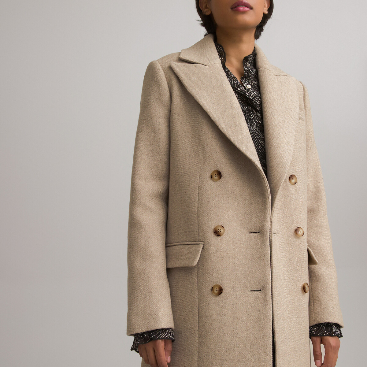Manteau en laine à simple boutonnage Laines Commission en coloris Noir Femme Vêtements Manteaux Manteaux longs et manteaux dhiver 