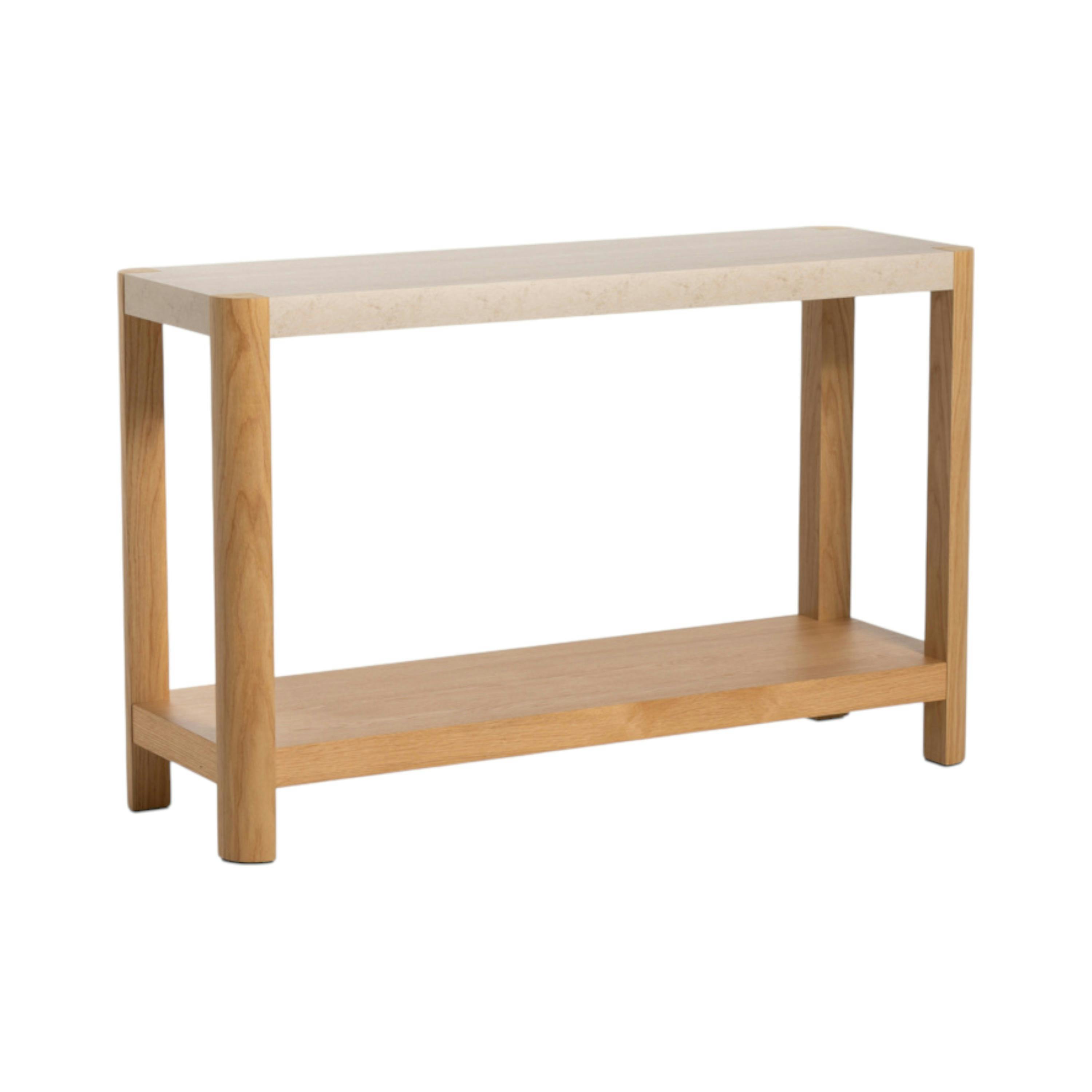 Console d'entrée en bois avec plateau effet travertin TREVI, PIER IMPORT