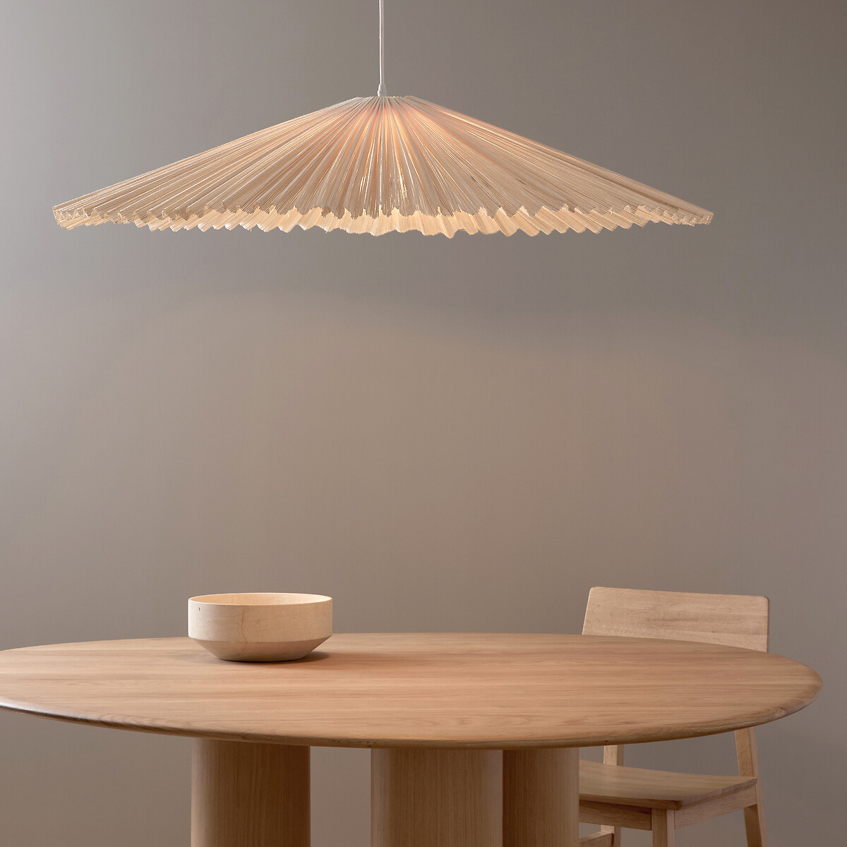 Hanglamp met plooien van geweven bamboe, Bansa, AM.PM