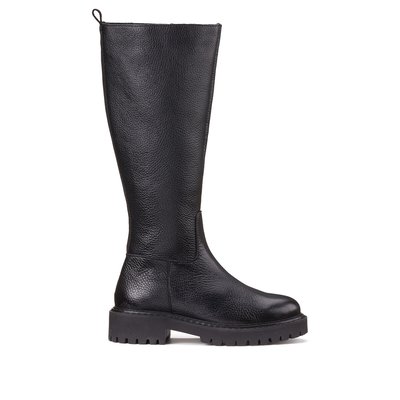 Leather Riding Boots with Flat Heel LA REDOUTE COLLECTIONS