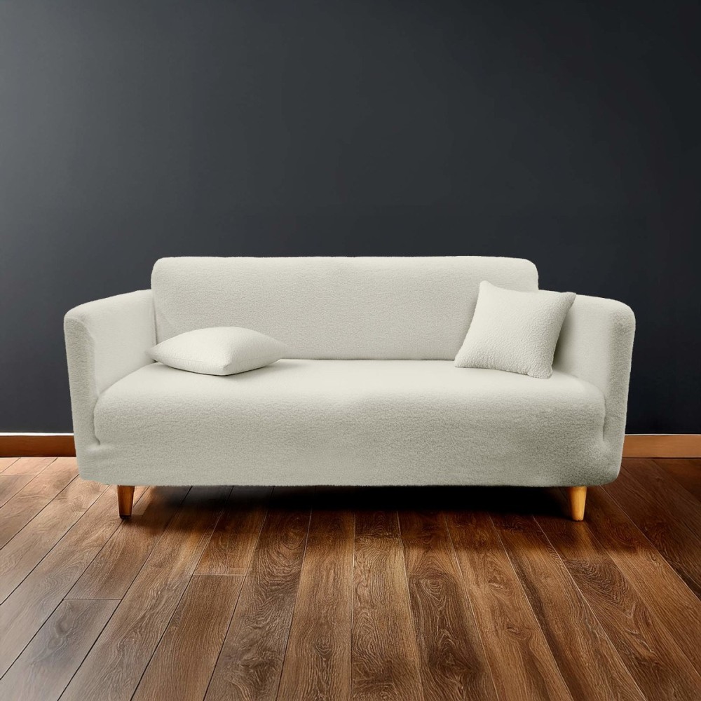 Housse De Canapé Extensible En Bouclette Polyester Coloris Blanc, DECORATIE