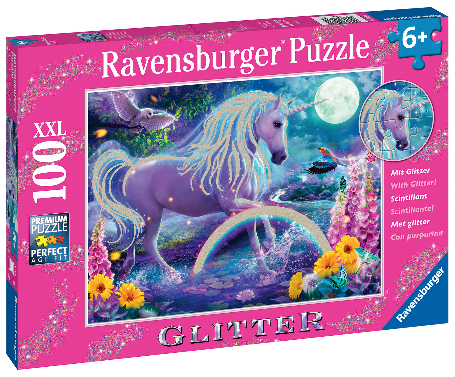 Puzzle 100 pièces XXL - Licorne scintillante (Collection Paillettes), RAVENSBURGER