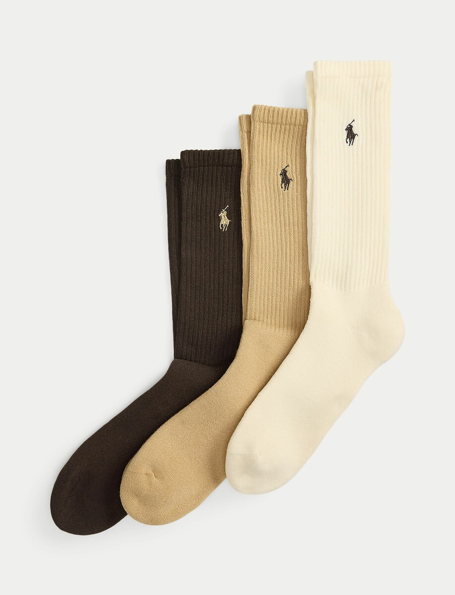 Lot de 3 paires de chaussettes de sport coton, POLO RALPH LAUREN