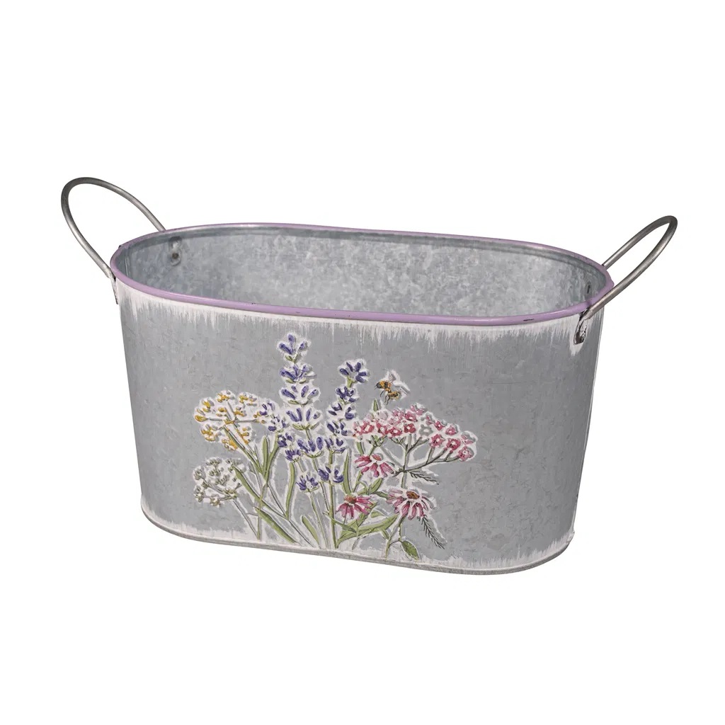 Cache pot ou bac a fleurs en zinc avec anse, EDEN