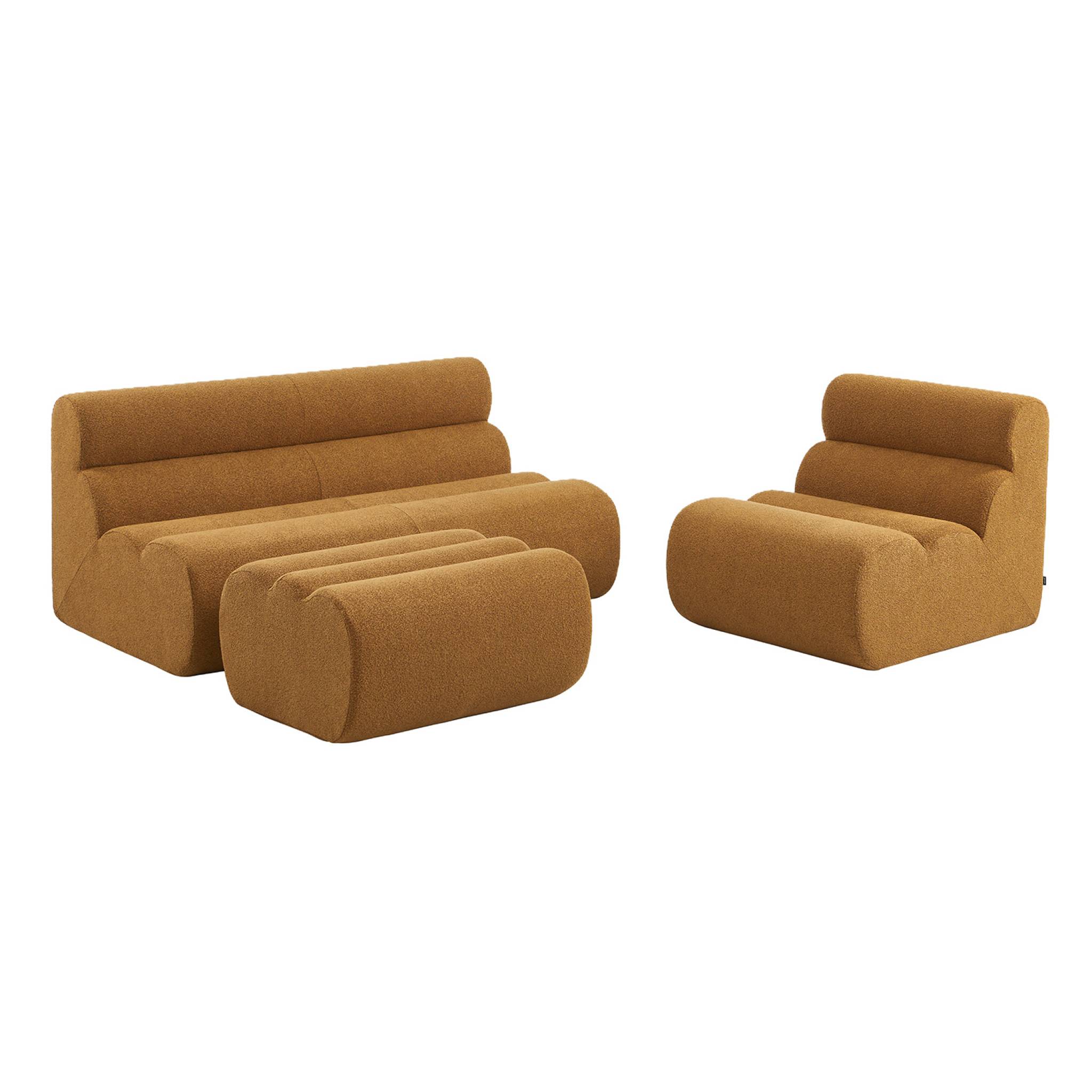 Canapé compressé modulable bouclette texturée 3 places avec repose pied NOVA, SWEEEK