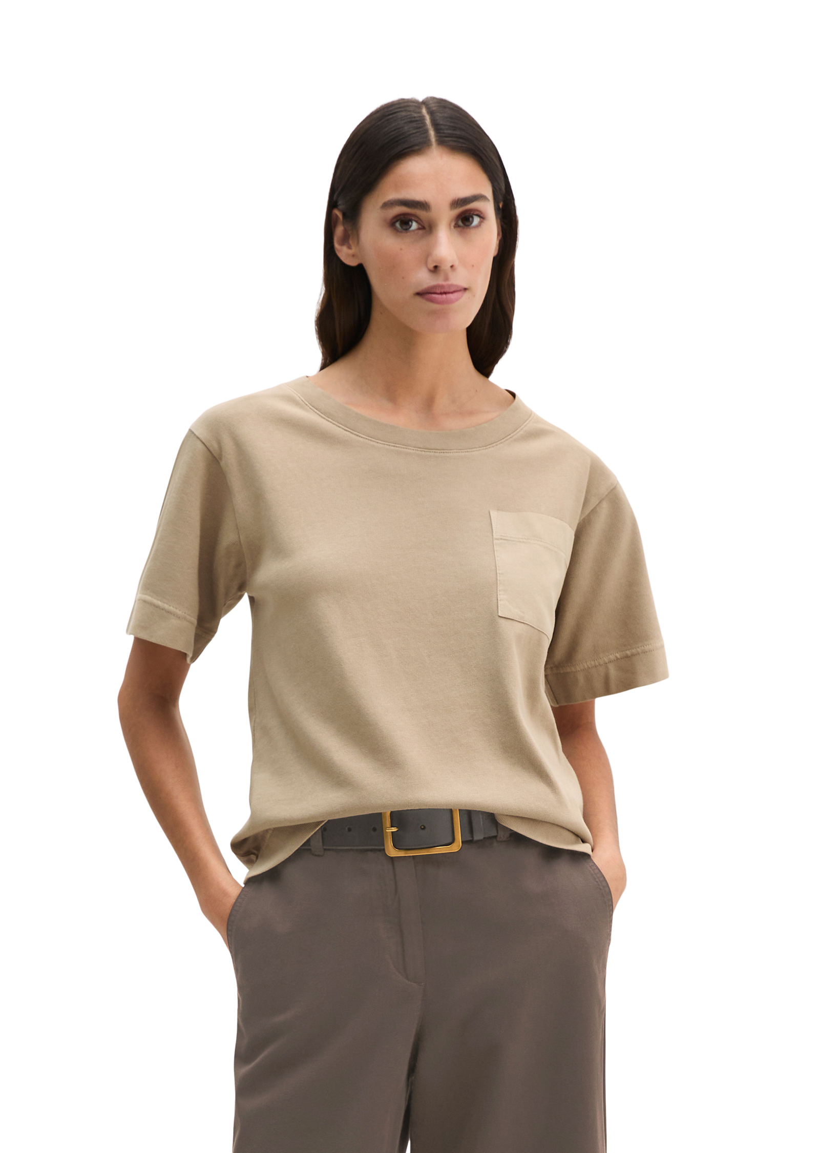 T-shirt loose avec poche plaquée en satin, MARC O'POLO