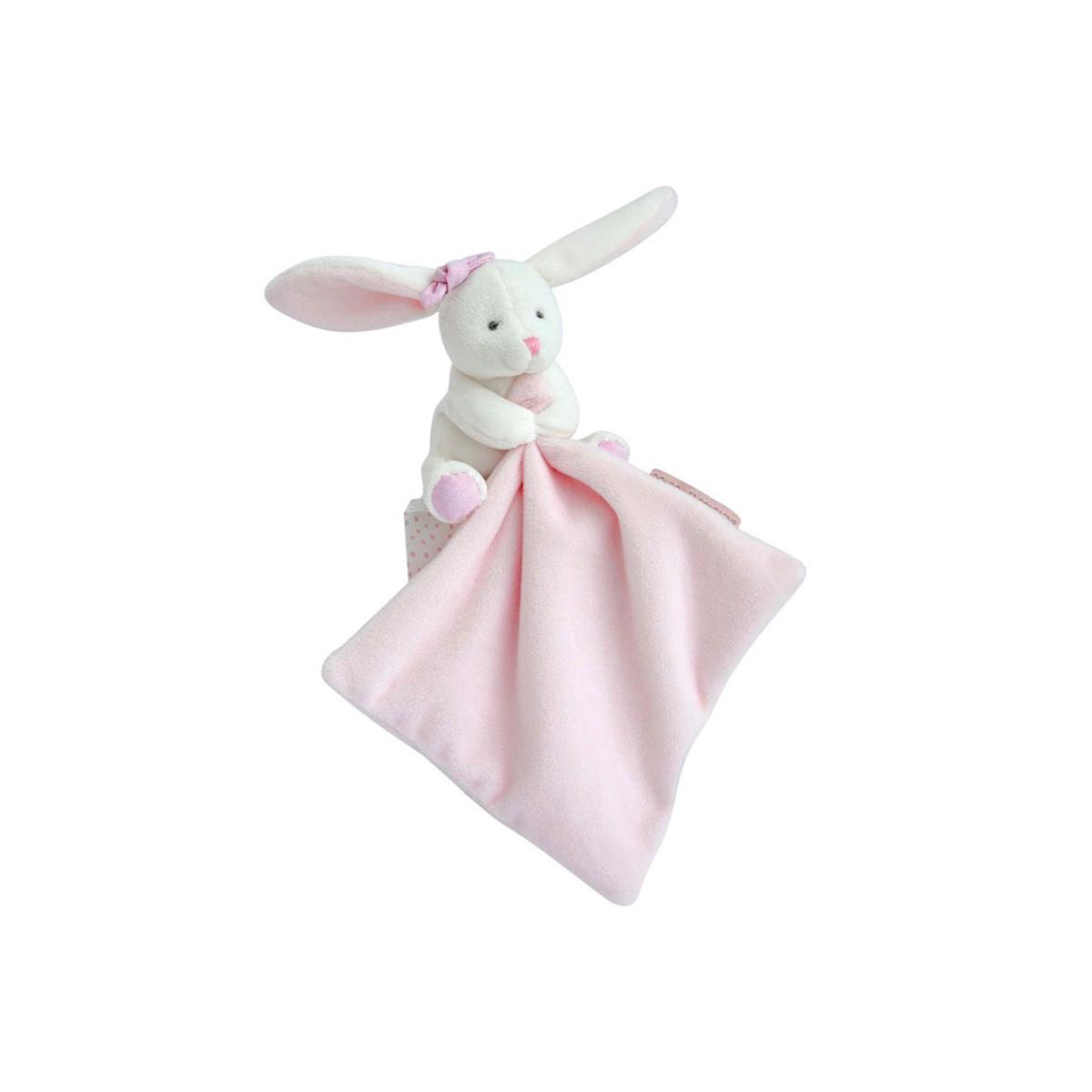 Doudou Lapin Mouchoir boite Fleur, DOUDOU ET COMPAGNIE