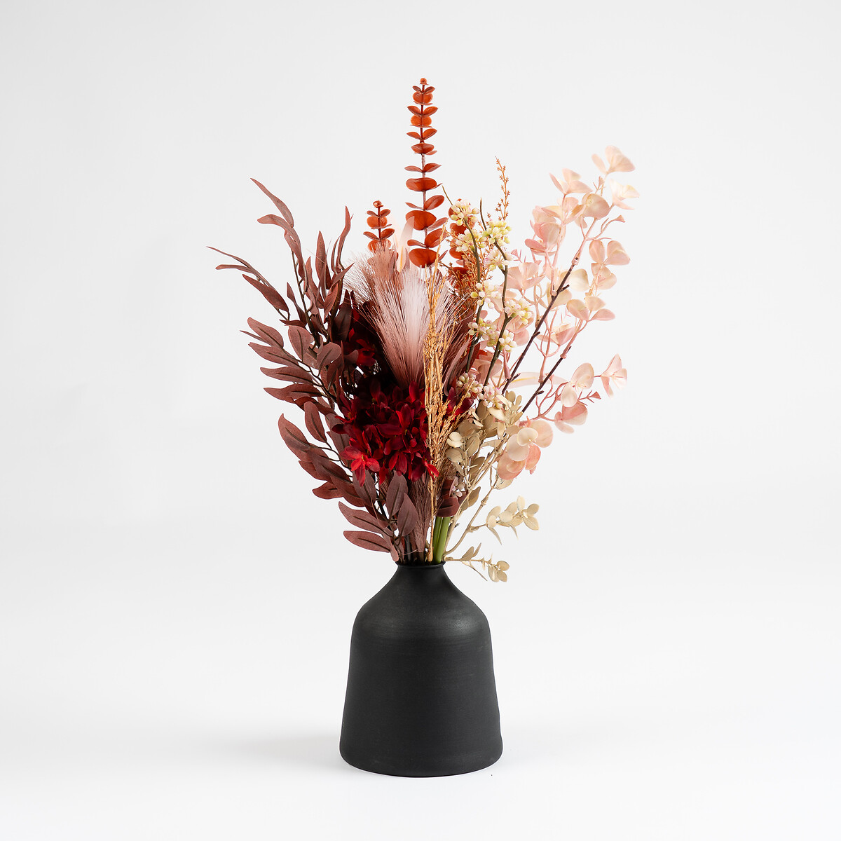 60cm Artificial Mixed Floral Bouquet in Black Vase, SO'HOME