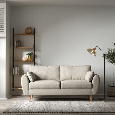 Ada Scandi Soft Woven 3 Seater Sofa with Light Wood Legs SO'HOME
