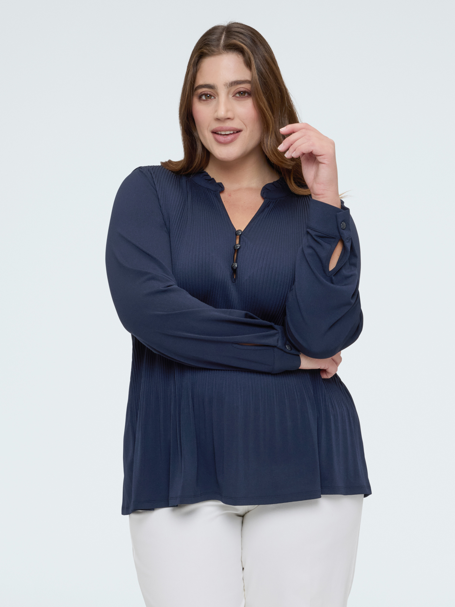 Blouse plissée avec boutons, FIORELLA RUBINO