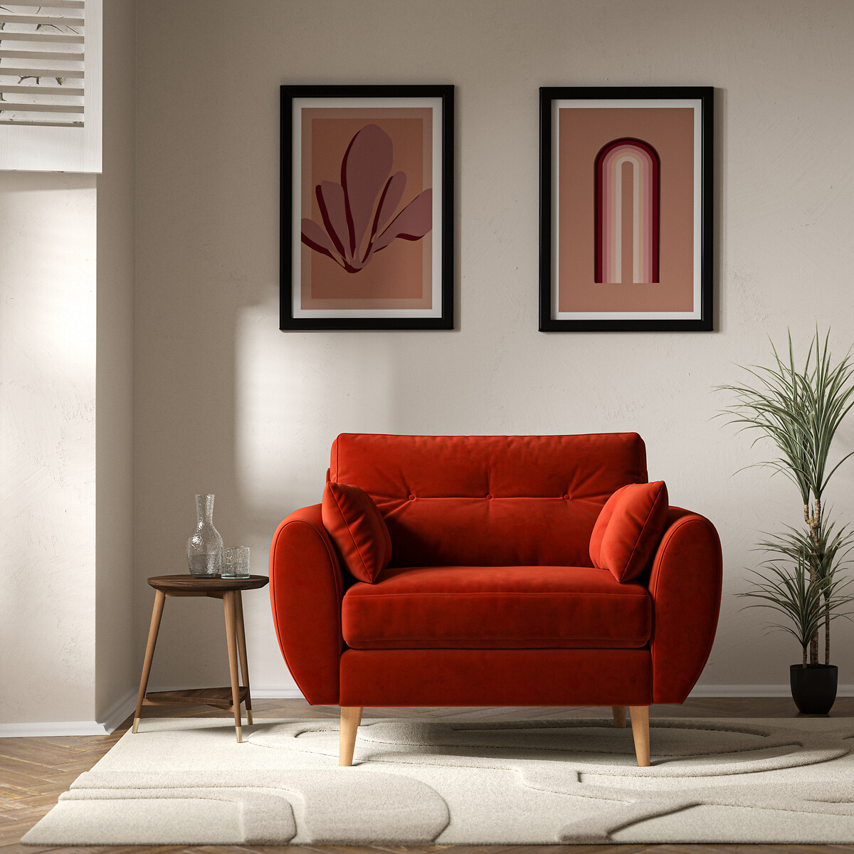 Orange velvet 2024 cuddle chair