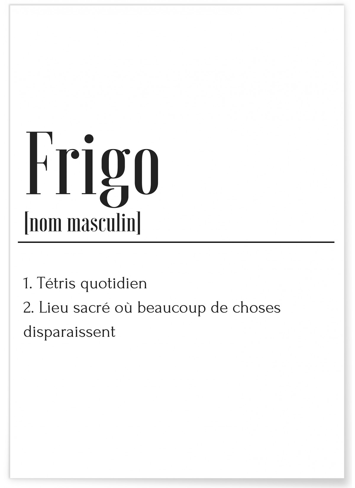 Affiche Définition Frigo, L'AFFICHERIE