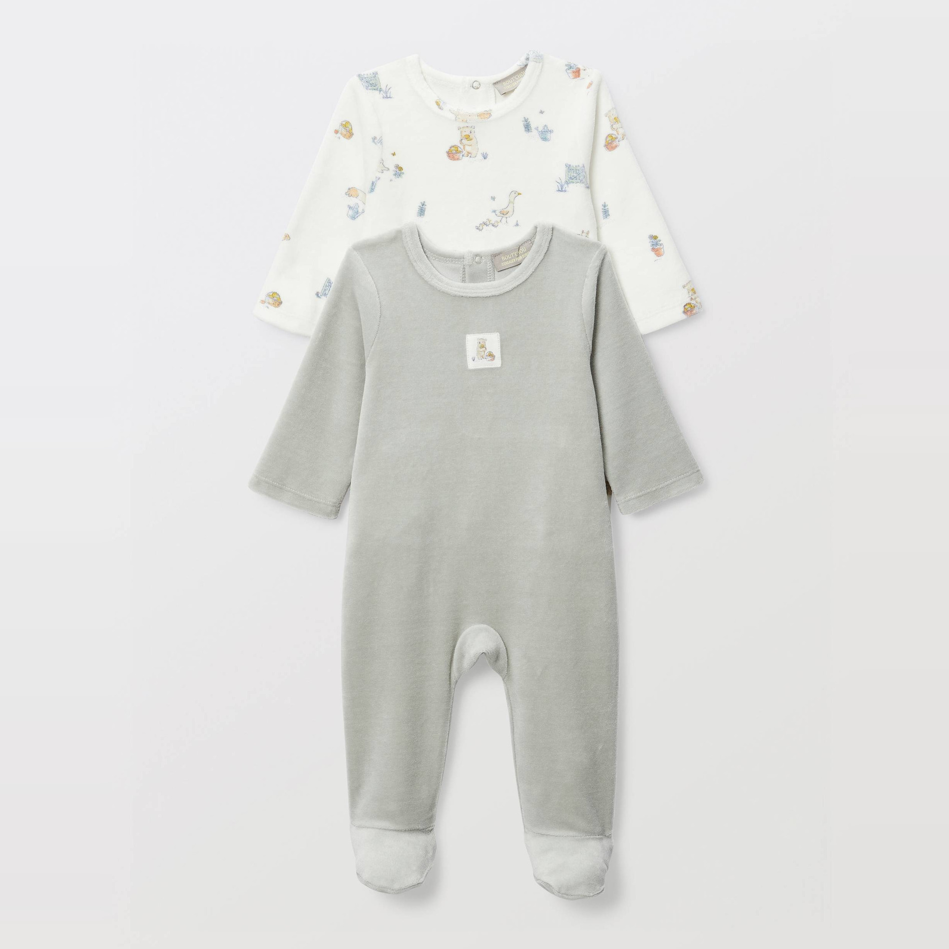 Lot de 2 dors-bien en velours en coton BIO GOTS, BOUT'CHOU