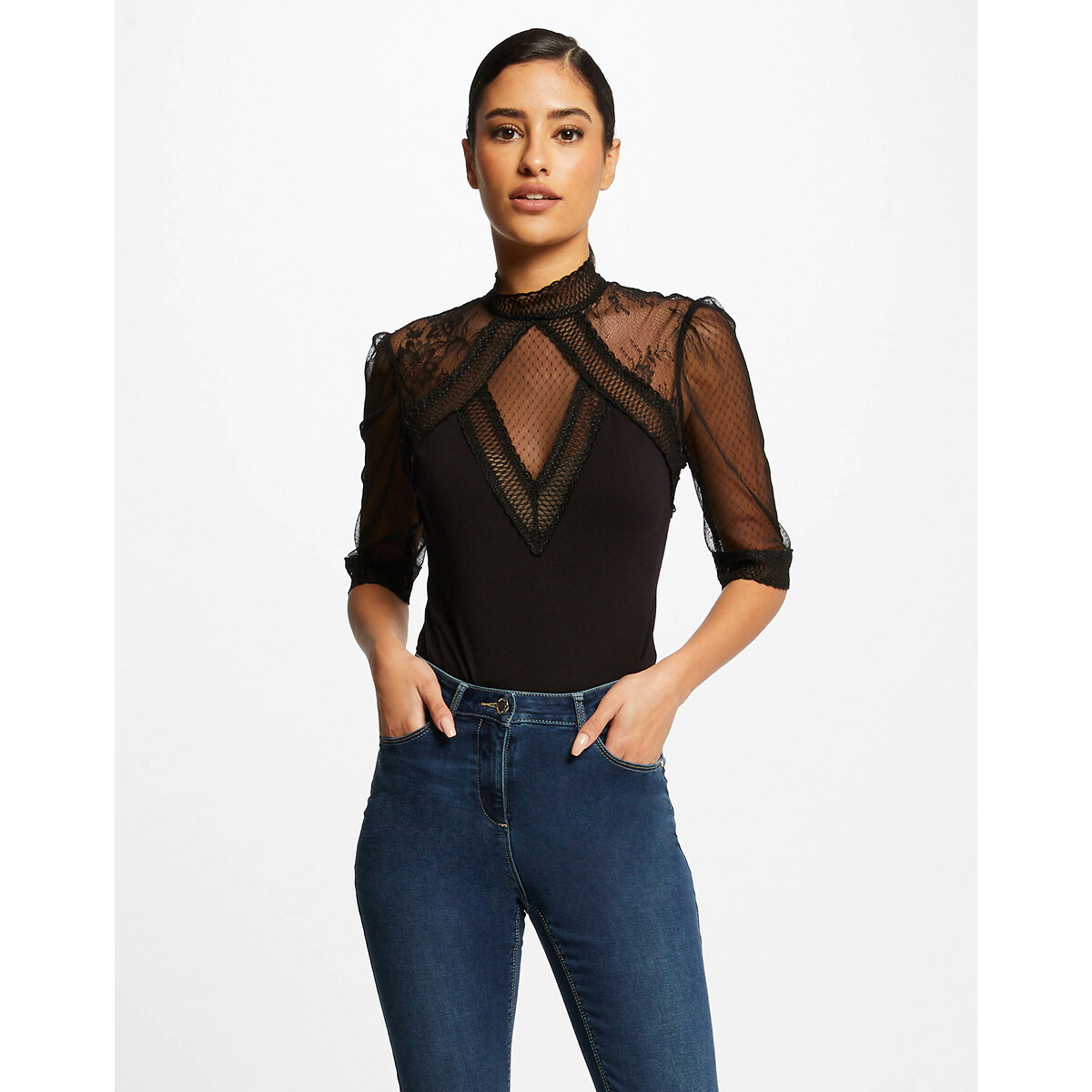 Body manches 3/4 dentelle, MORGAN