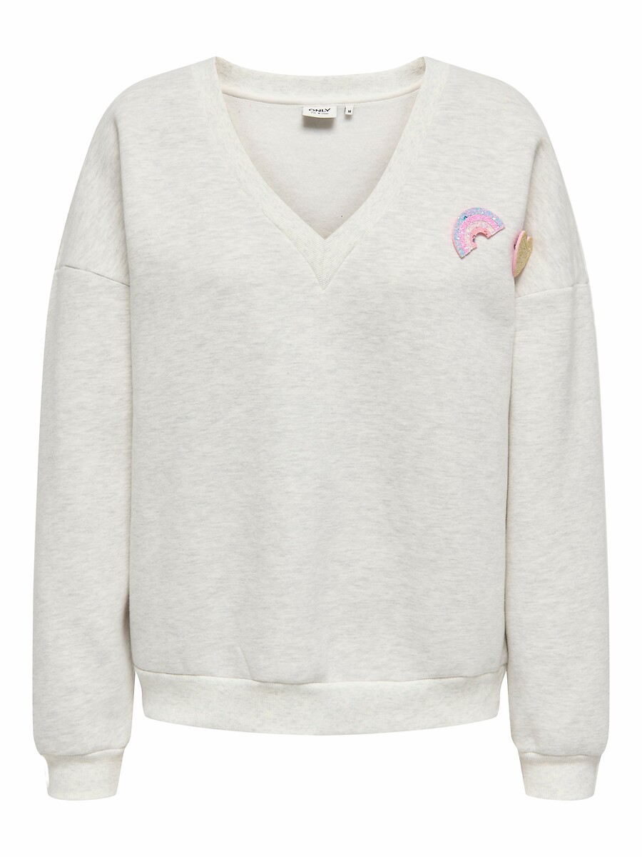 Sweat col V avec badge coloré